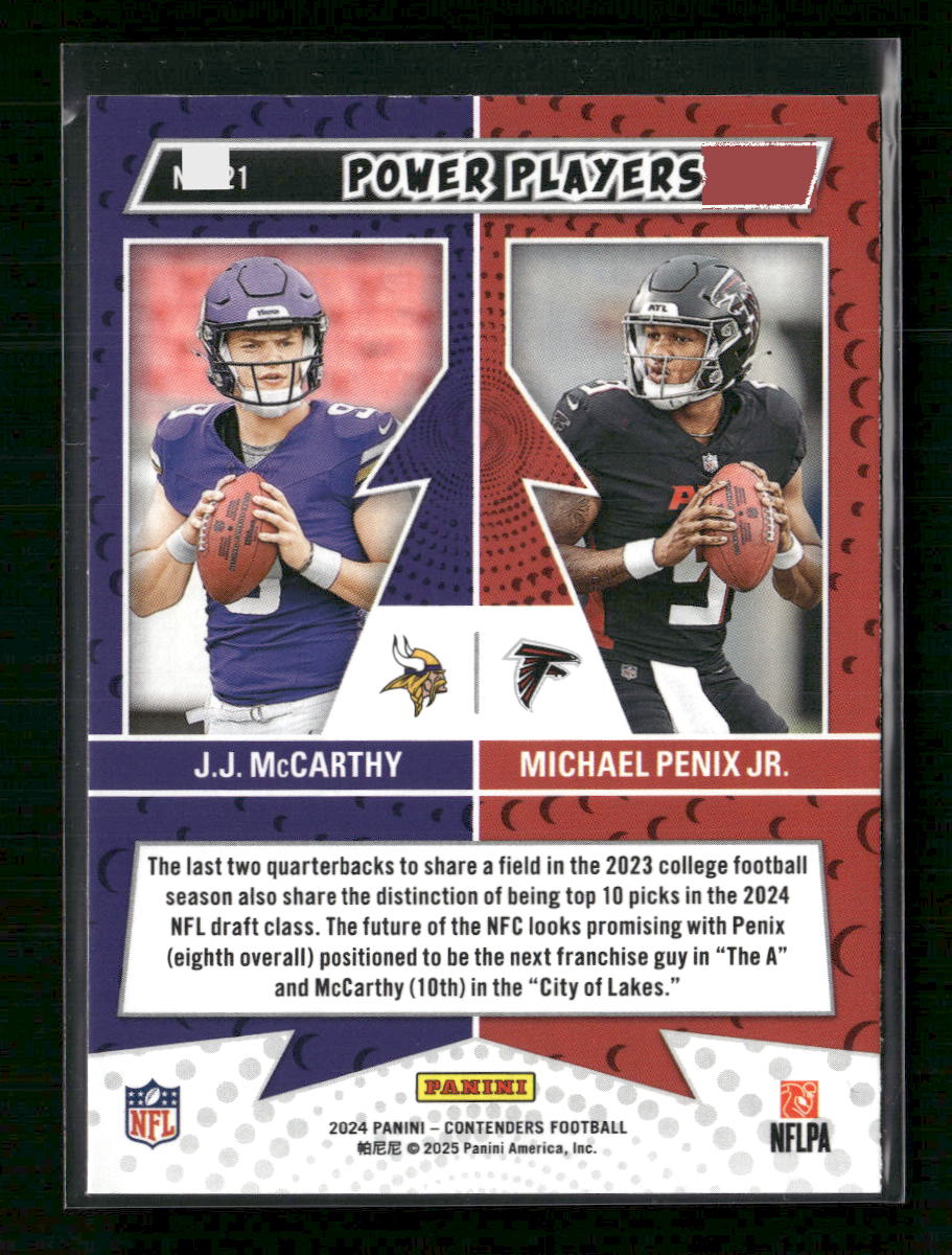 J.J. McCarthy / Michael Penix Jr. 2024 Panini Contenders #21 Power Players