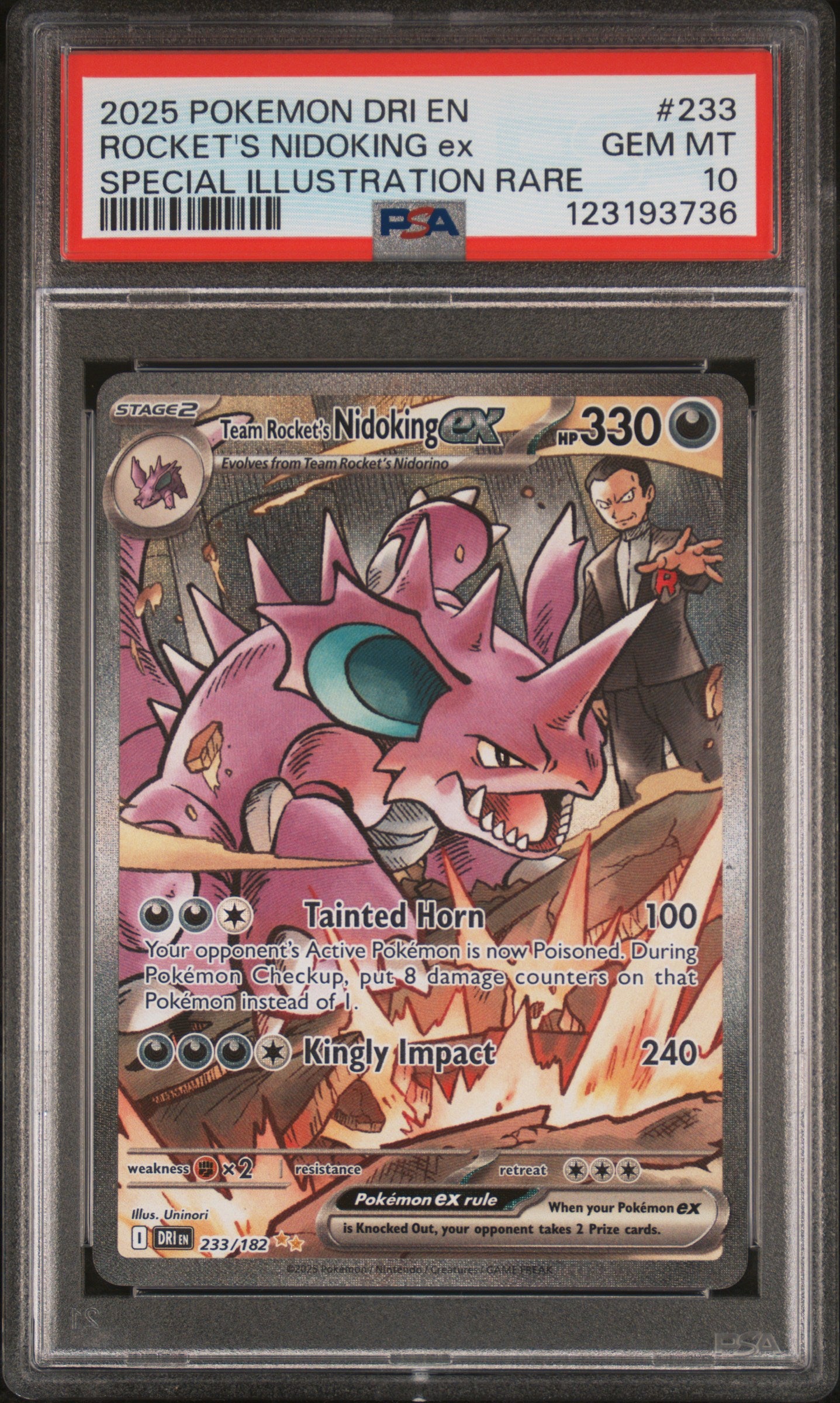 Rocket's Nidoking Ex 2025 Pokemon -Destined Rivals #233 SIR PSA 10