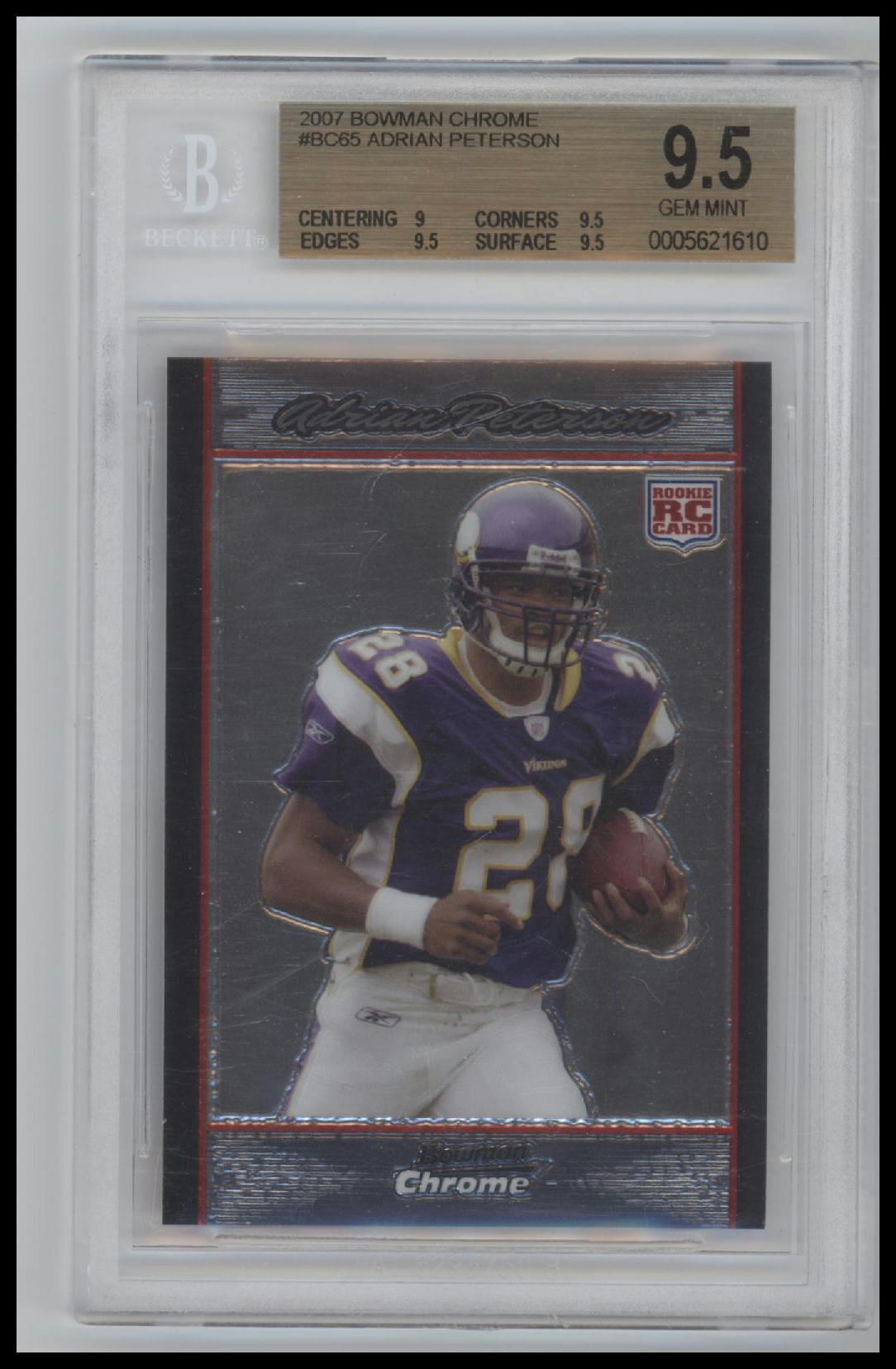 Adrian Peterson 2007 Bowman Chrome #BC65 BGS 9.5