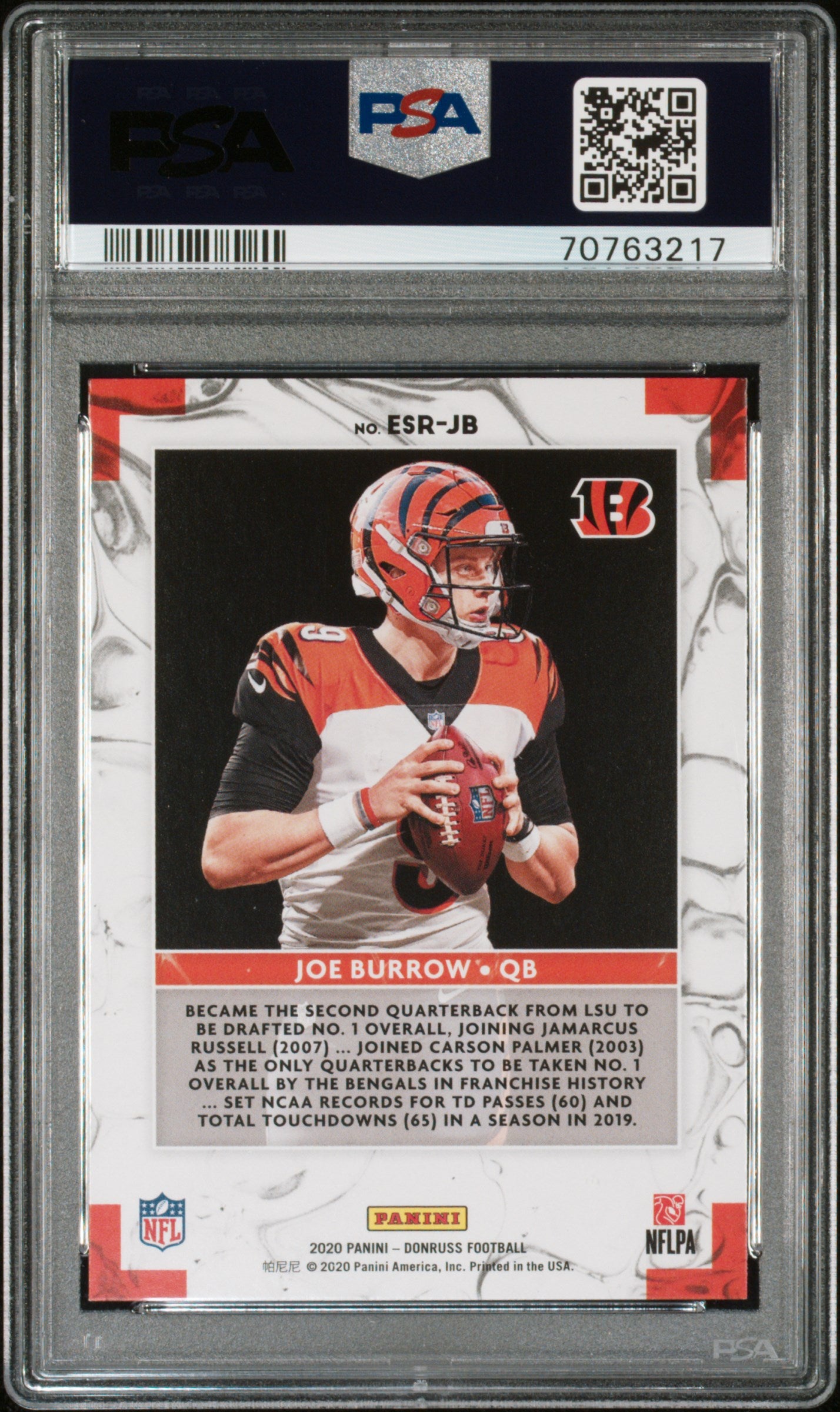 Joe Burrow 2020 Panini Donruss Elite Series #ESRJB Elite Series-Rookies PSA 9
