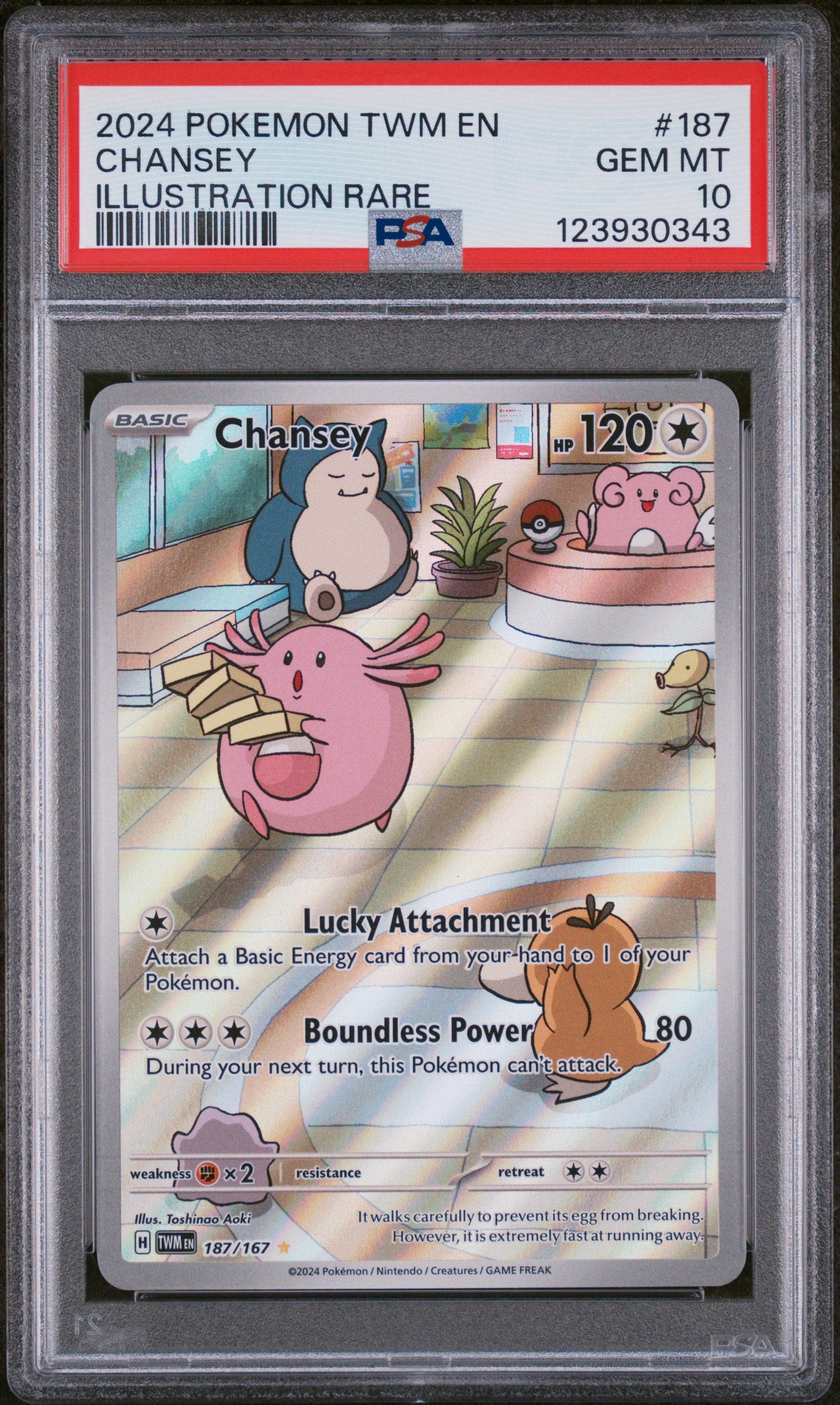 Chansey 2024 Pokemon Twm En-Twilight Masquerade #187 Illustration Rare PSA 10