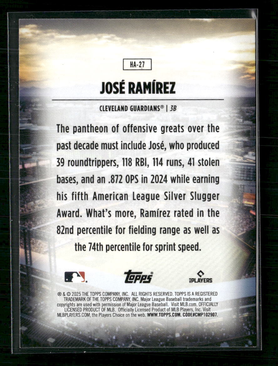 José Ramírez 2025 Topps #HA-27 Home Field Advantage