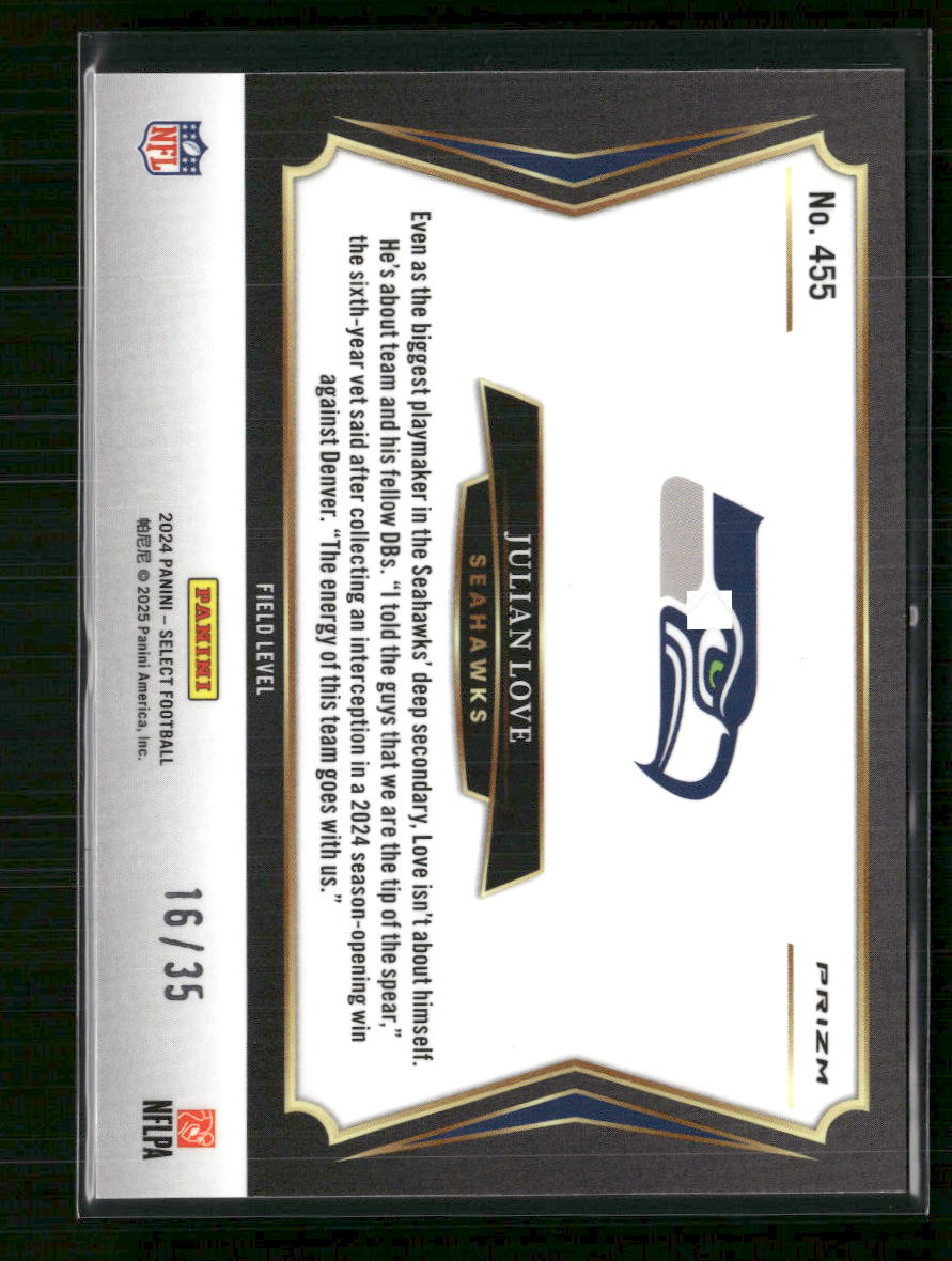 Julian Love 2024 Panini Select #455 Black Prizm