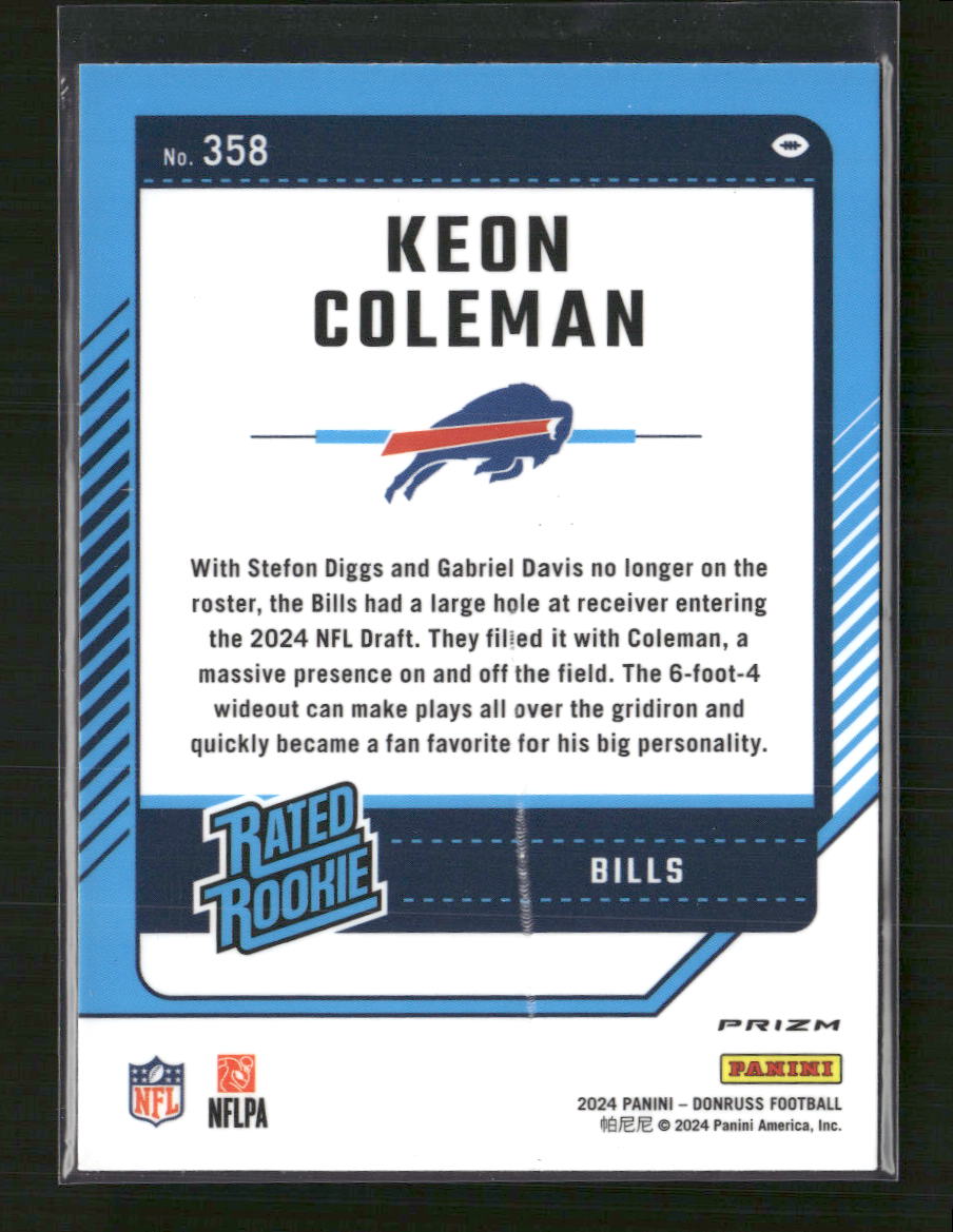 Keon Coleman 2024 Donruss #358 Optic Rated Rookies Preview Blue Scope