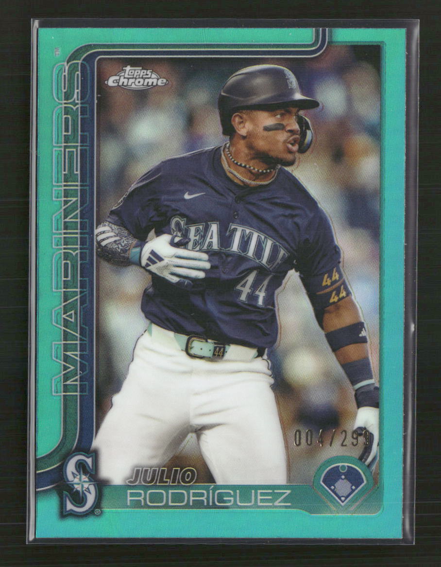 Julio Rodríguez 2025 Topps Chrome #261 Aqua Lava Refractors
