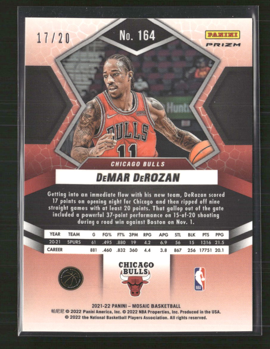 DeMar DeRozan 2021-22 Panini Mosaic #164 Purple