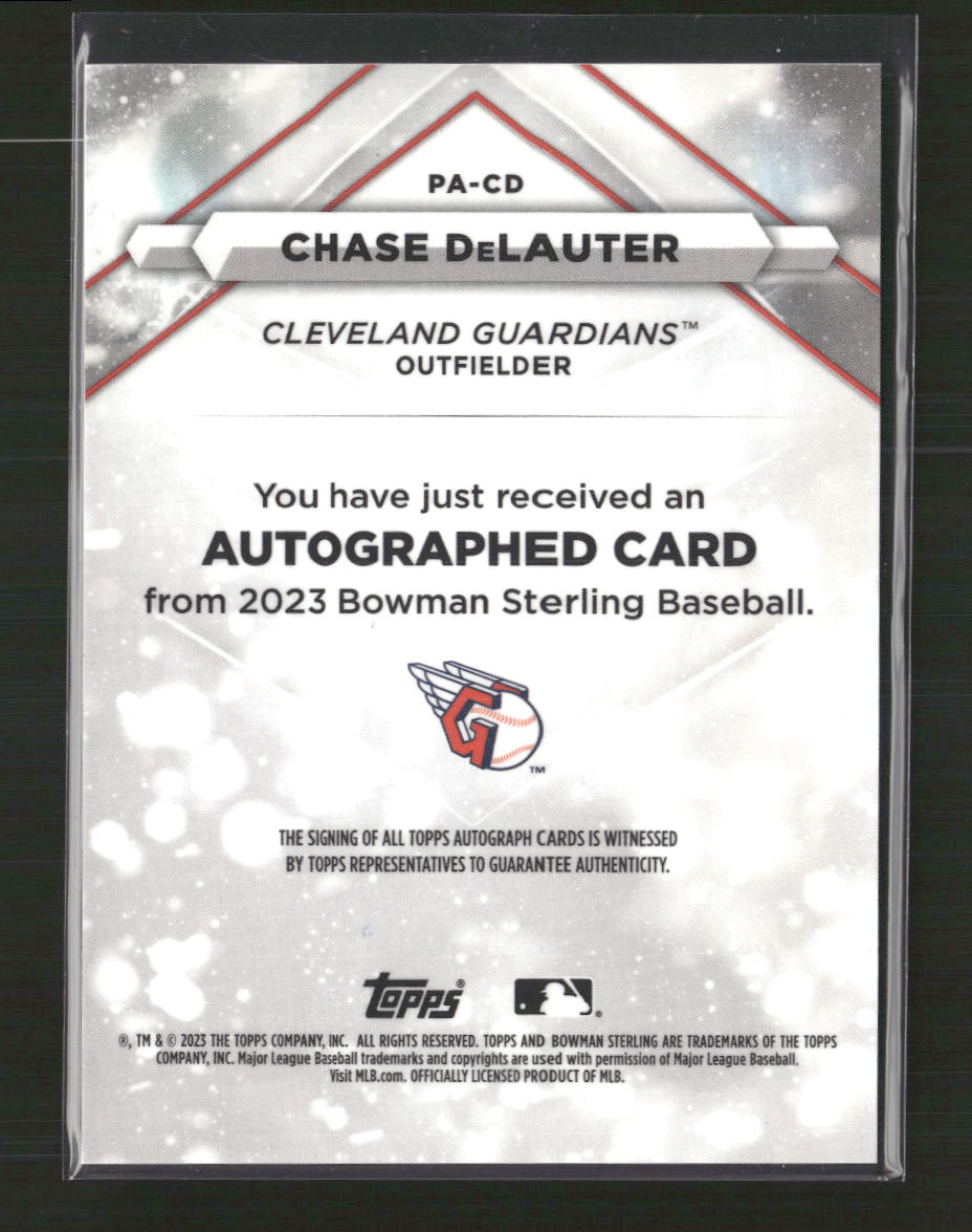 Chase DeLauter 2023 Bowman Sterling #PA-CD Prospect Autographs
