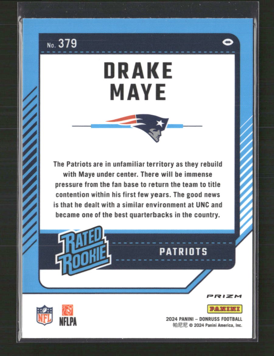 Drake Maye 2024 Donruss #379 Blue