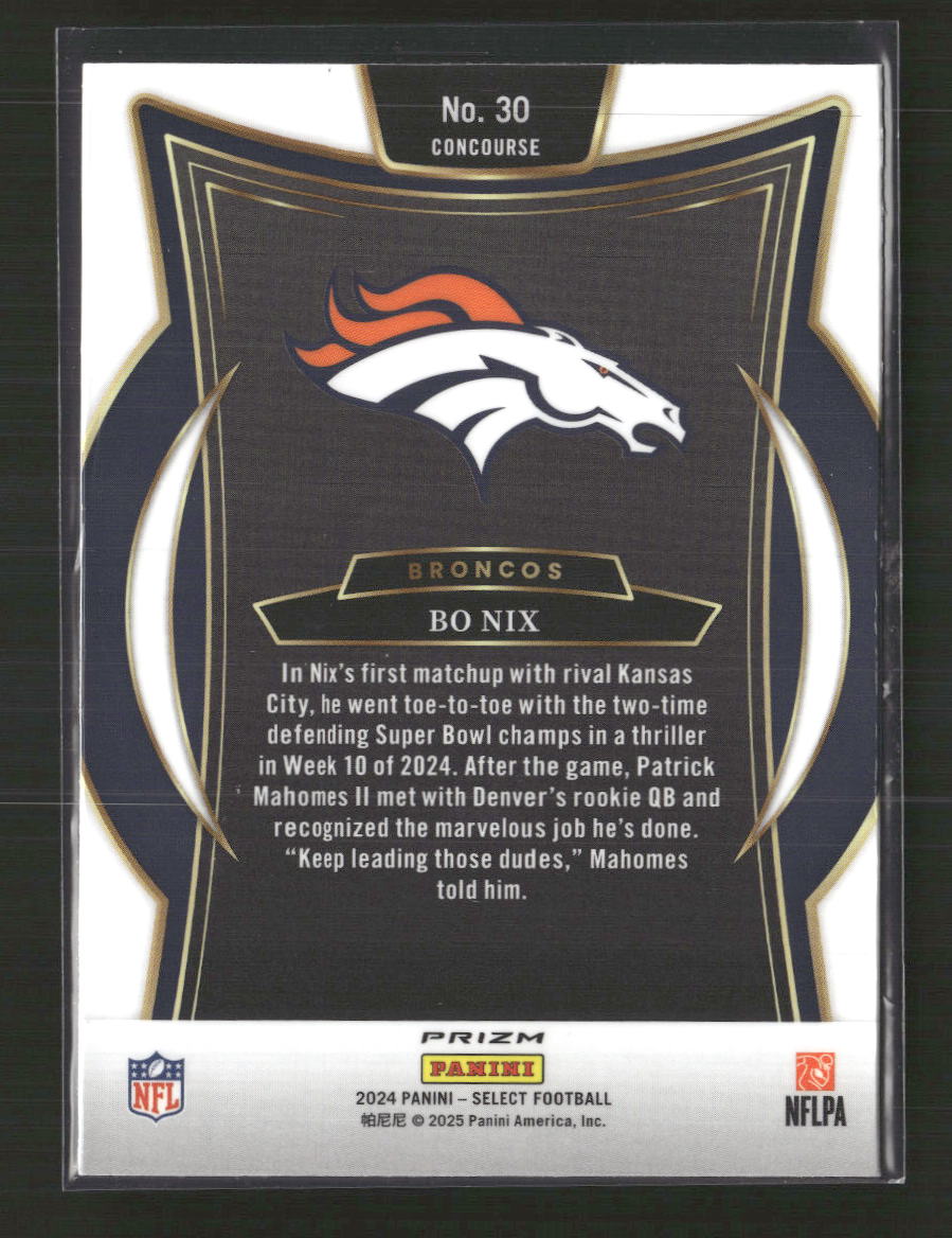 Bo Nix 2024 Panini Select #30 Green & Yellow Prizm Shock