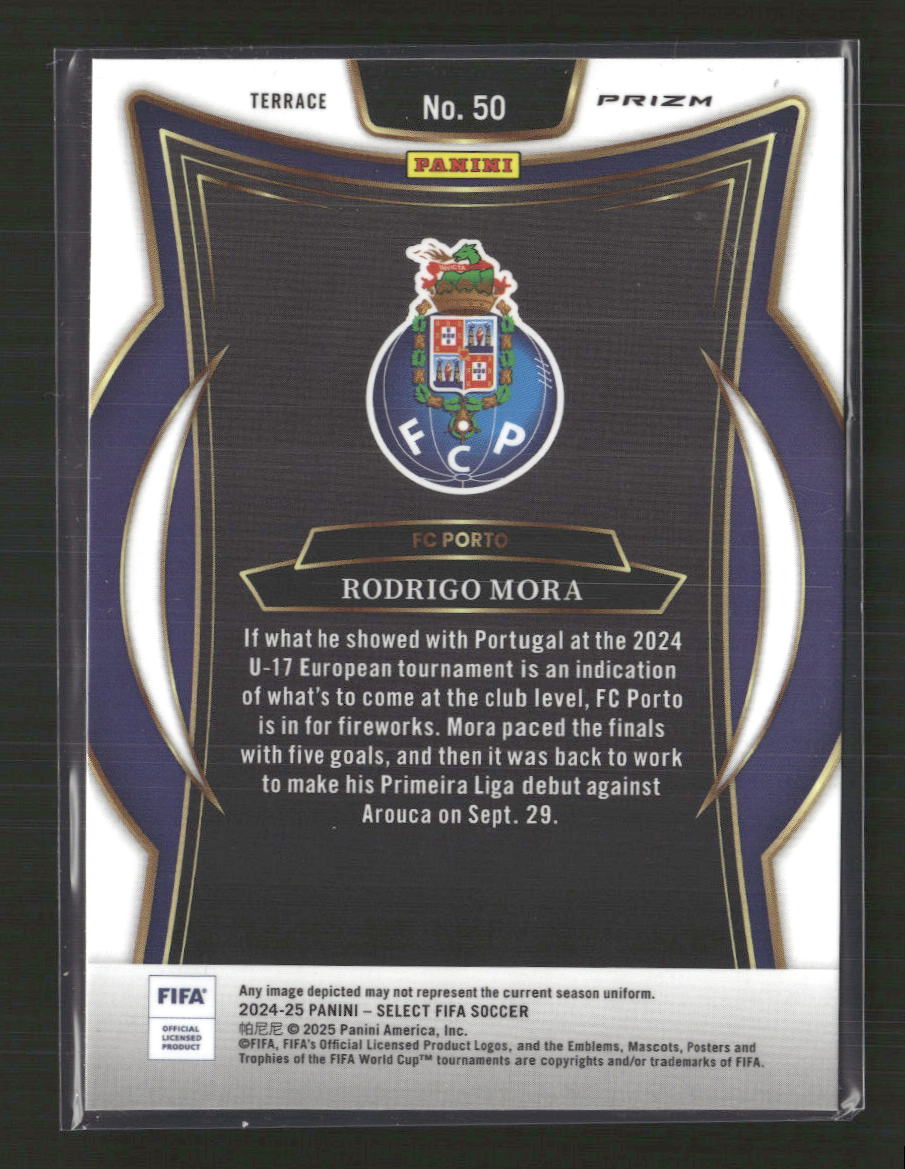 Rodrigo Mora 2024-25 Panini Select FIFA #50 Purple Mojo