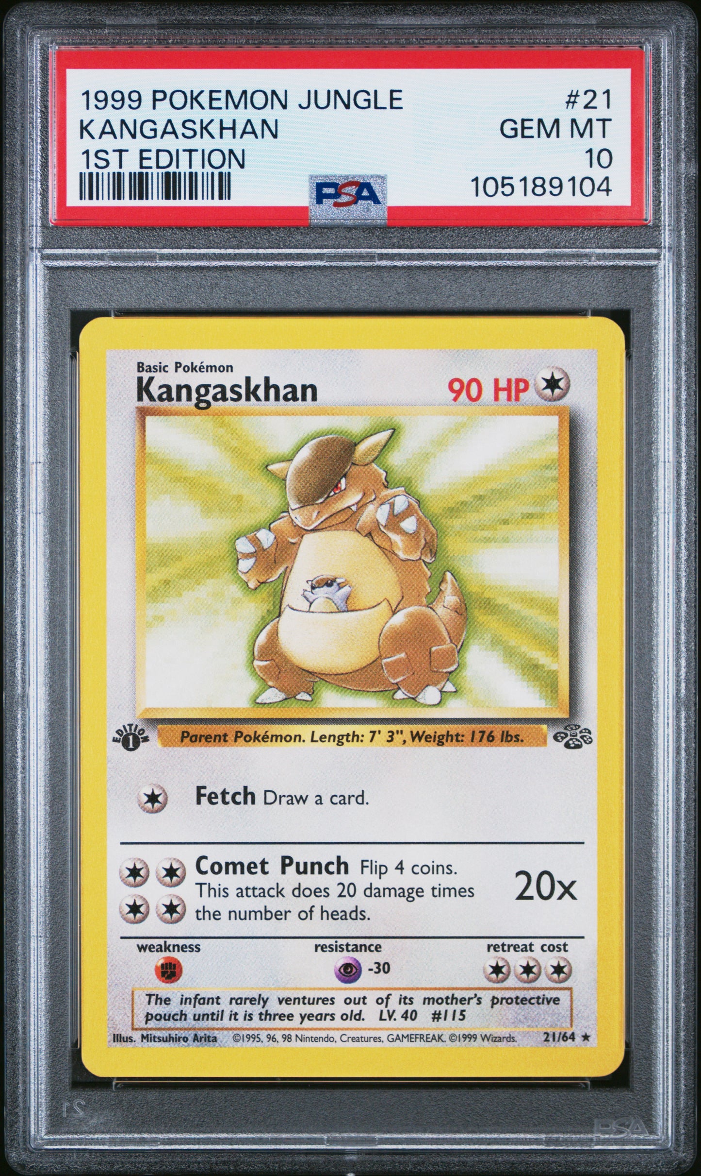 Kangaskhan 1999 Pokemon Jungle #21 1st Edition PSA 10