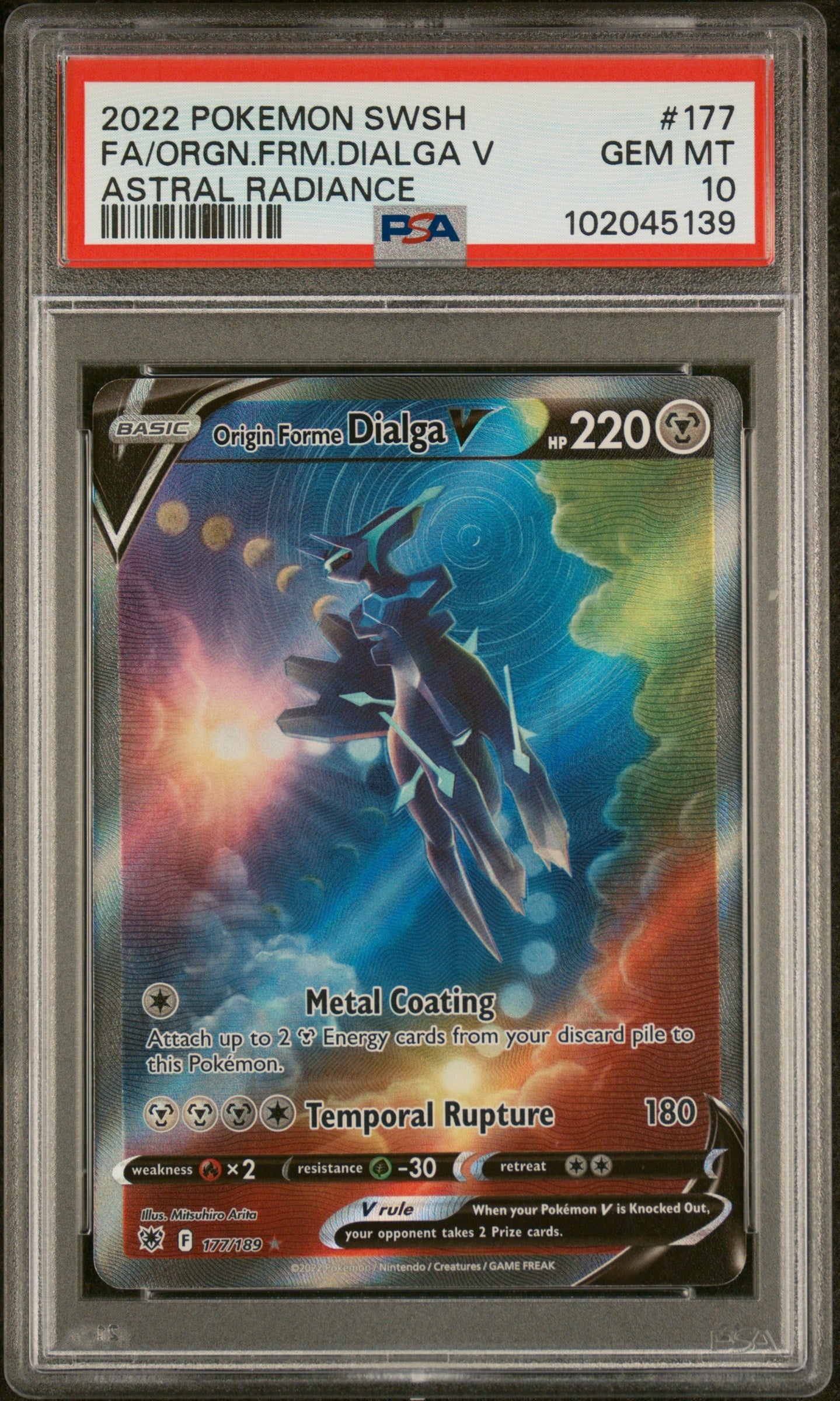 Fa/Orgn.Frm.Dialga V 2022 S&S Astral Radiance #177 Astral Radiance PSA 10