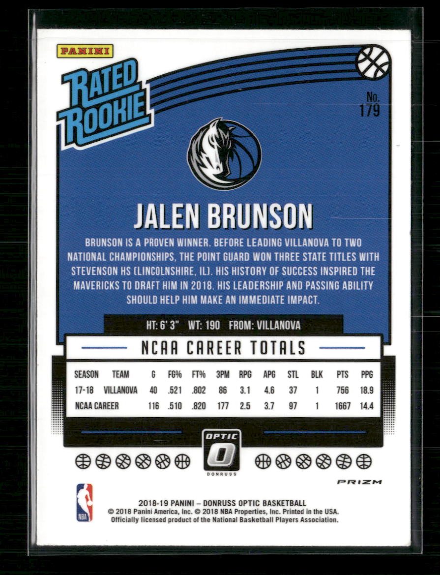 Jalen Brunson 2018-19 Donruss #179 Silver