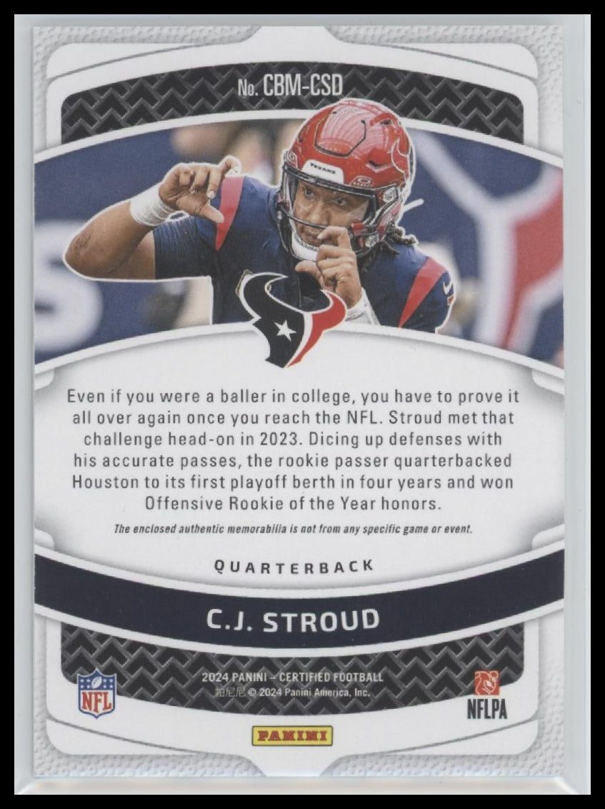 C.J. Stroud 2024 Panini Certified #CBM-CSD Certified Ballers Mirror Bronze #/149
