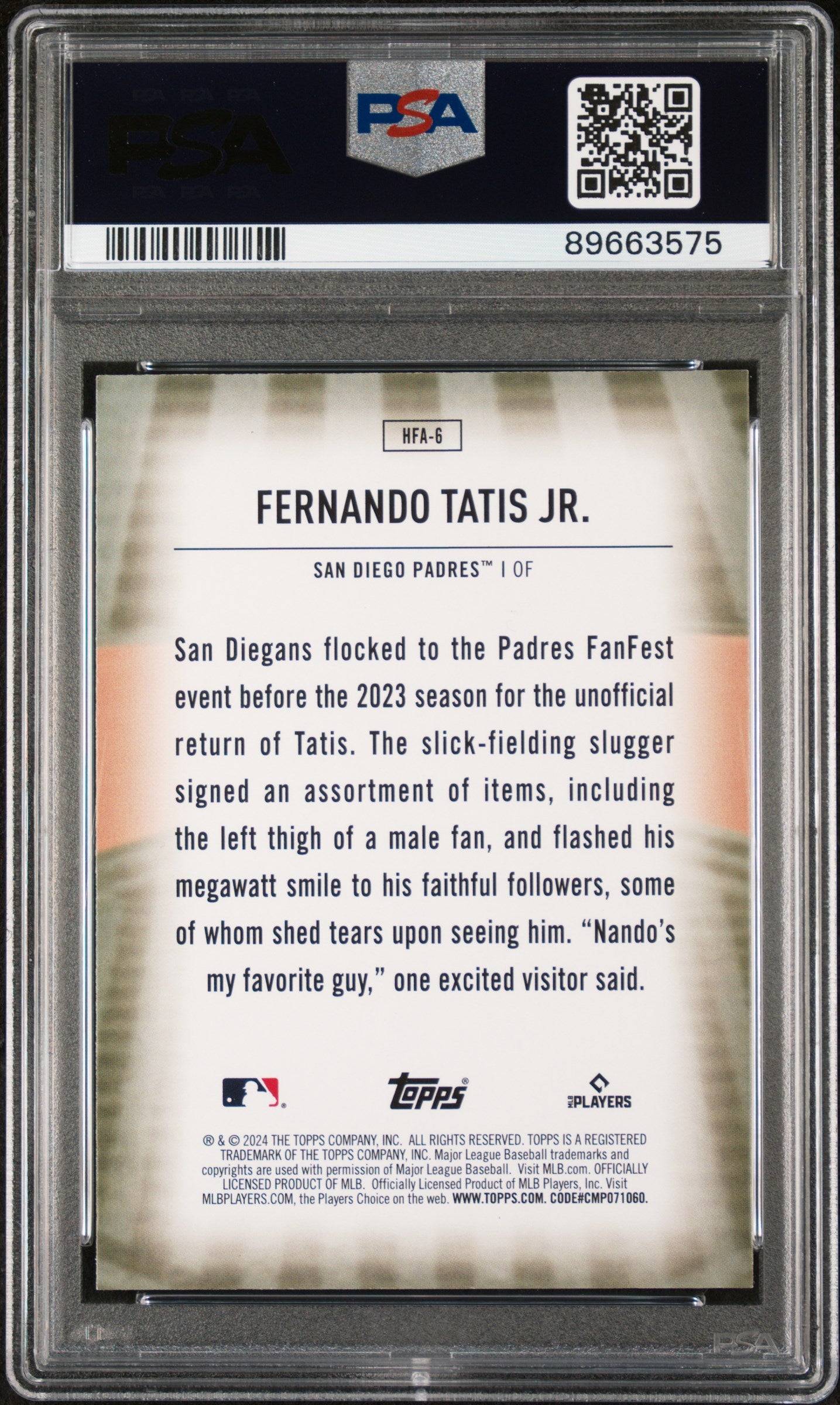 Fernando Tatis Jr. 2024 Topps Home Field Advantage #HFA6 PSA 9