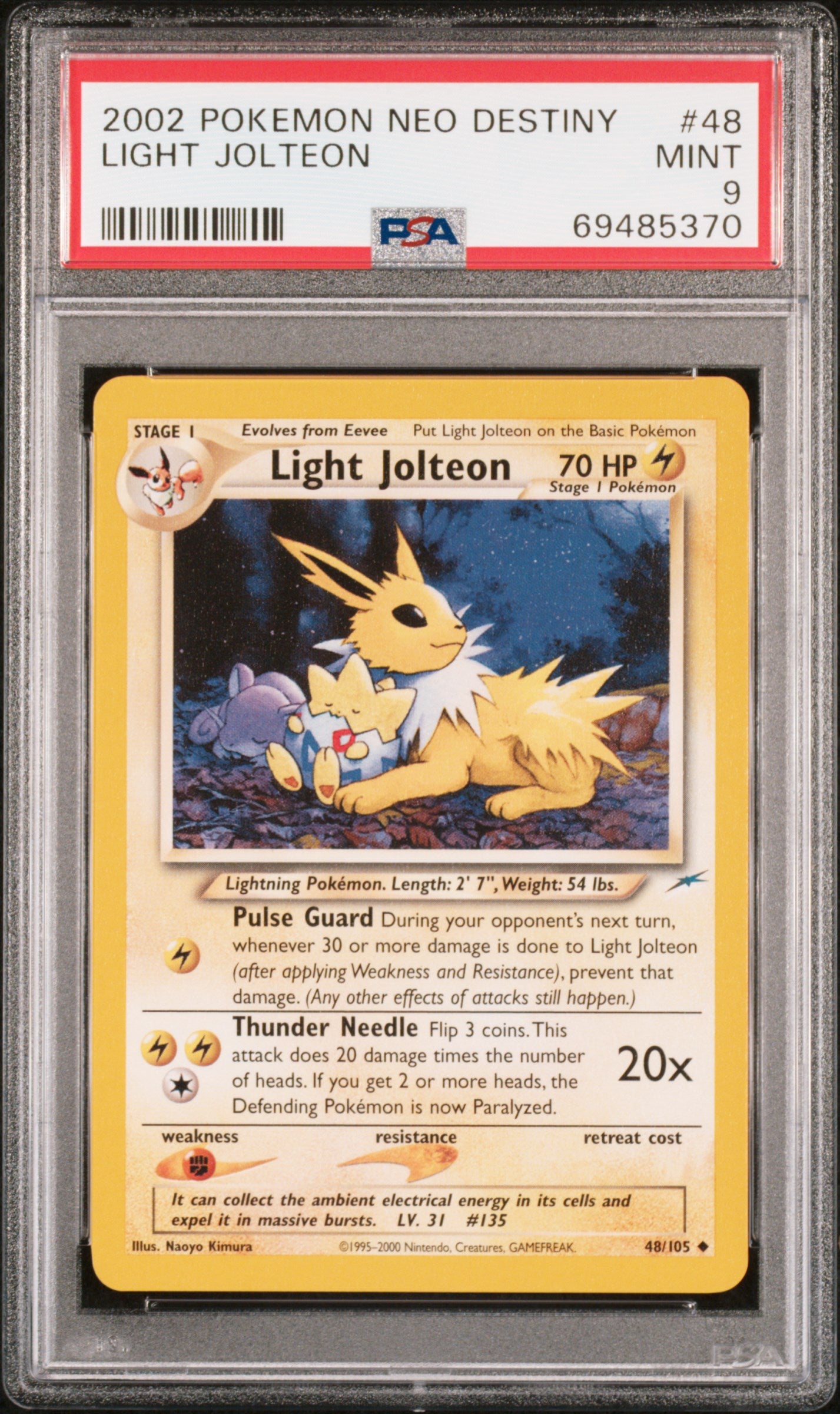 Light Jolteon 2002 Pokemon Neo Destiny #48 PSA 9