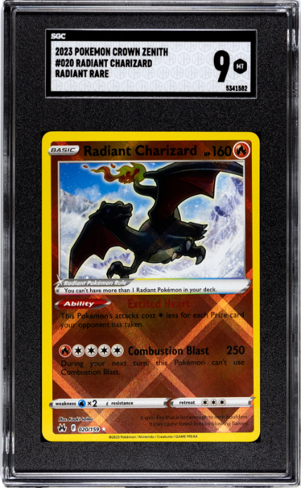 Radiant Charizard 2023 Pokemon Crown Zenith #020 Radiant Rare SGC 9