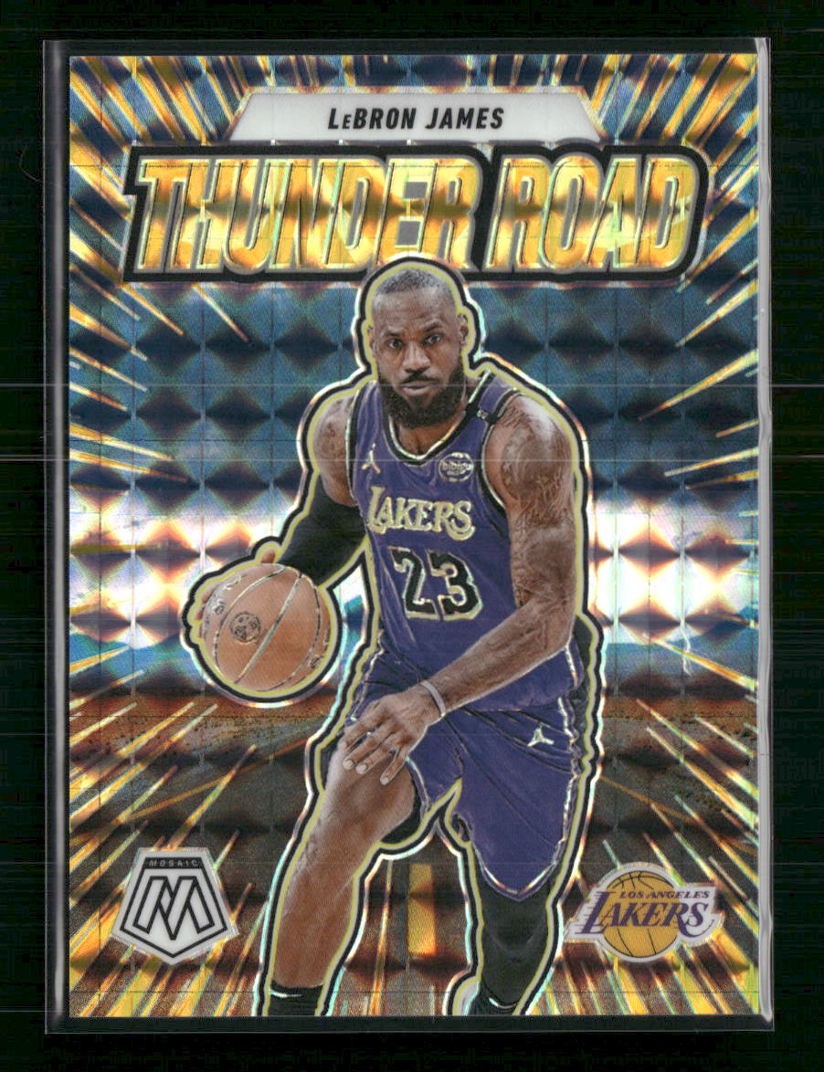 LeBron James 2024-25 Panini Mosaic #3 Thunder Road Mosaic Reactive Blue #/99
