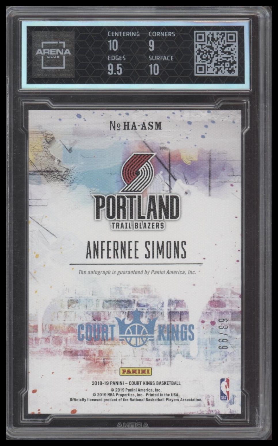 Anfernee Simons 2018-19 Panini Court Kings #HA-ASM Heir Apparent Ruby #/99