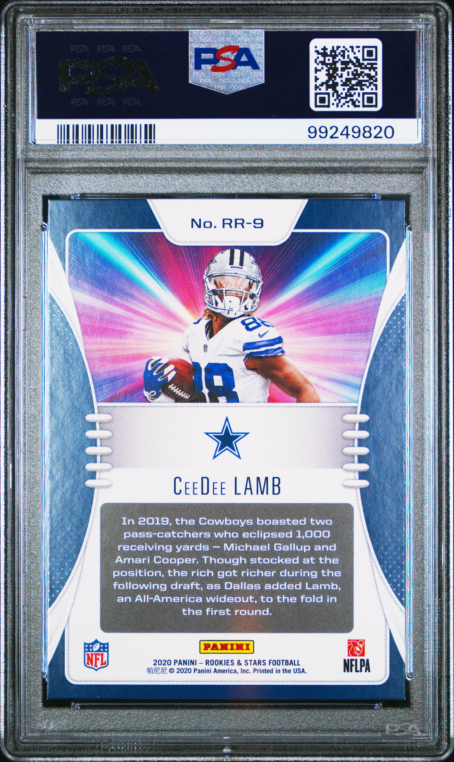 Ceedee Lamb 2020 Panini Rookies & Stars Rookie Rush #RR9 Rookie Rush PSA 8