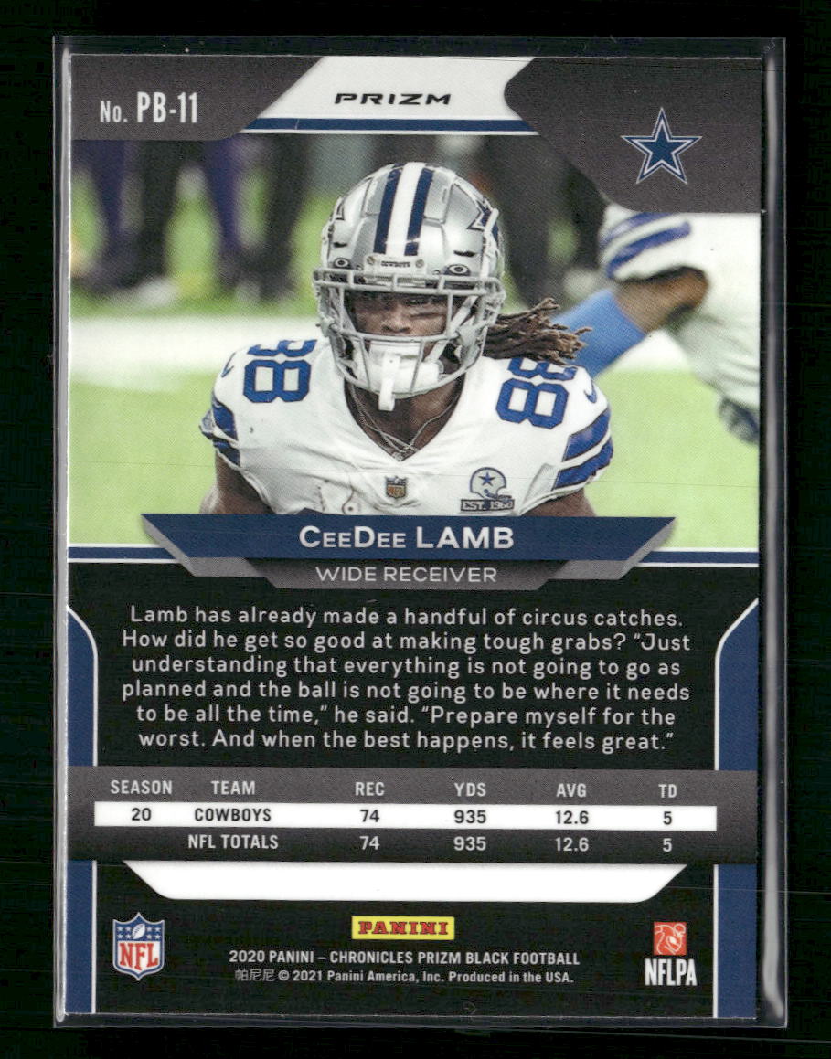CeeDee Lamb 2020 Panini Chronicles #PB-11 Prizm Black Silver