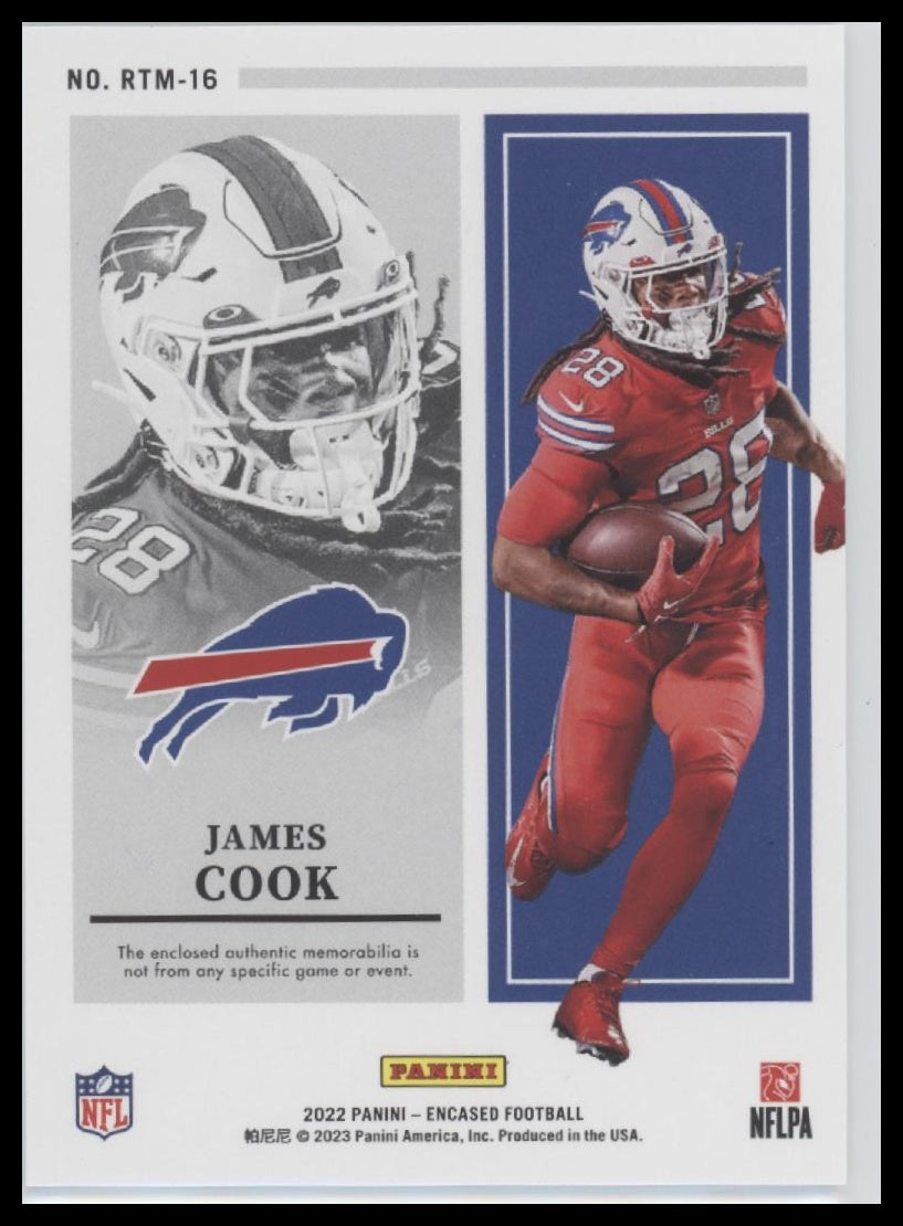 James Cook 2022 Panini Encased #RTM-16 Rookie Triple Memorabilia #/99