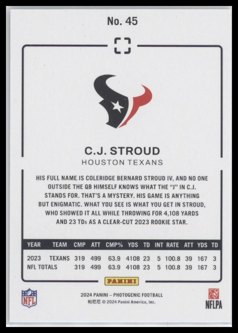 C.J. Stroud 2024 Panini Photogenic #45 Blue #/99