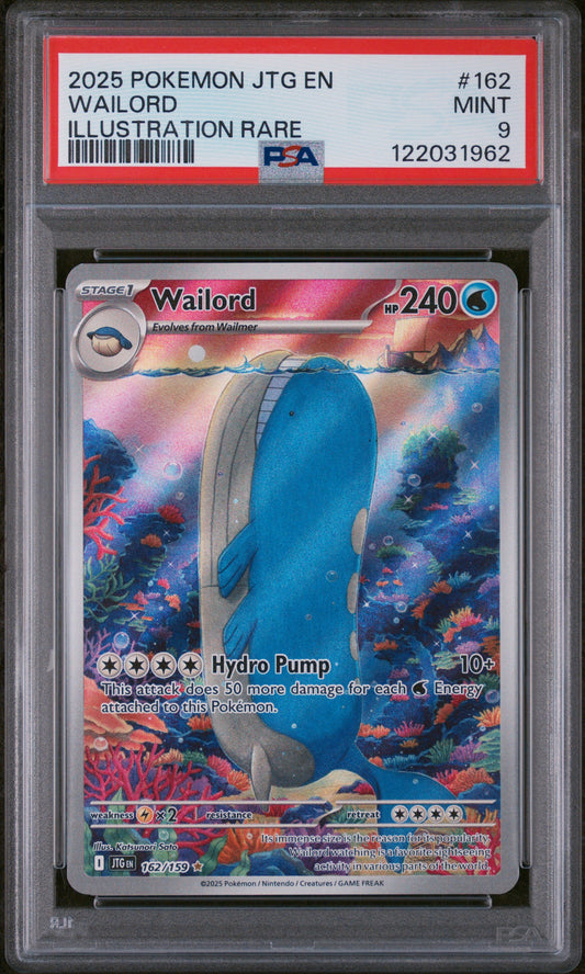 Wailord 2025 Pokemon Jtg En-Journey Together #162 Illustration Rare PSA 9