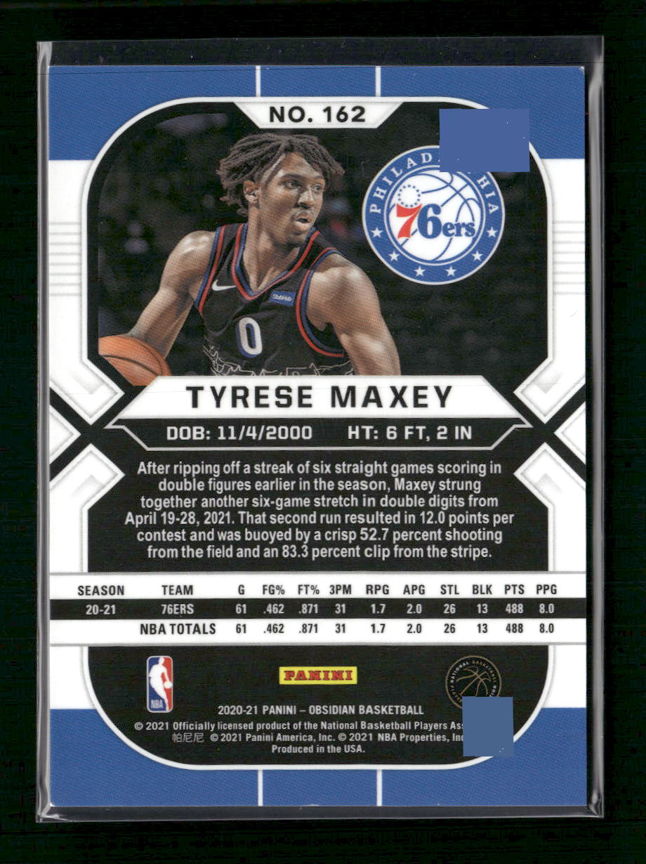 Tyrese Maxey 2020-21 Panini Obsidian #162 Electric Etch Red Flood
