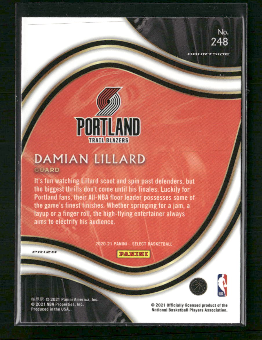 Damian Lillard 2020-21 Panini Select #248 Gold Wave Prizms