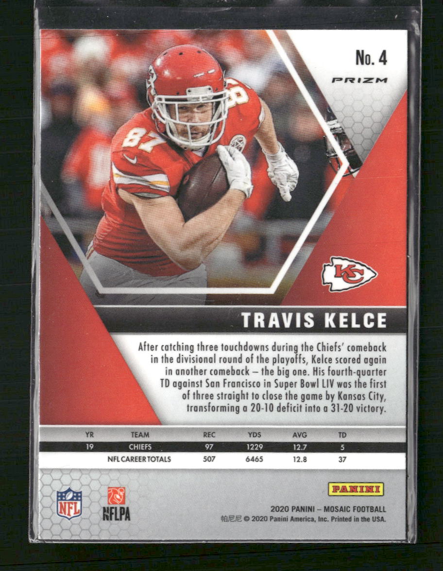 Travis Kelce 2020 Panini Mosaic #4 Prizm Genesis