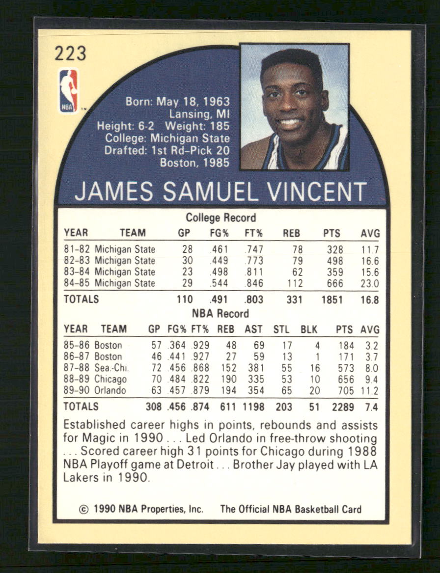 Sam Vincent 1990-91 Hoops #223 laying up Michael Jordan wearing #12 jersey
