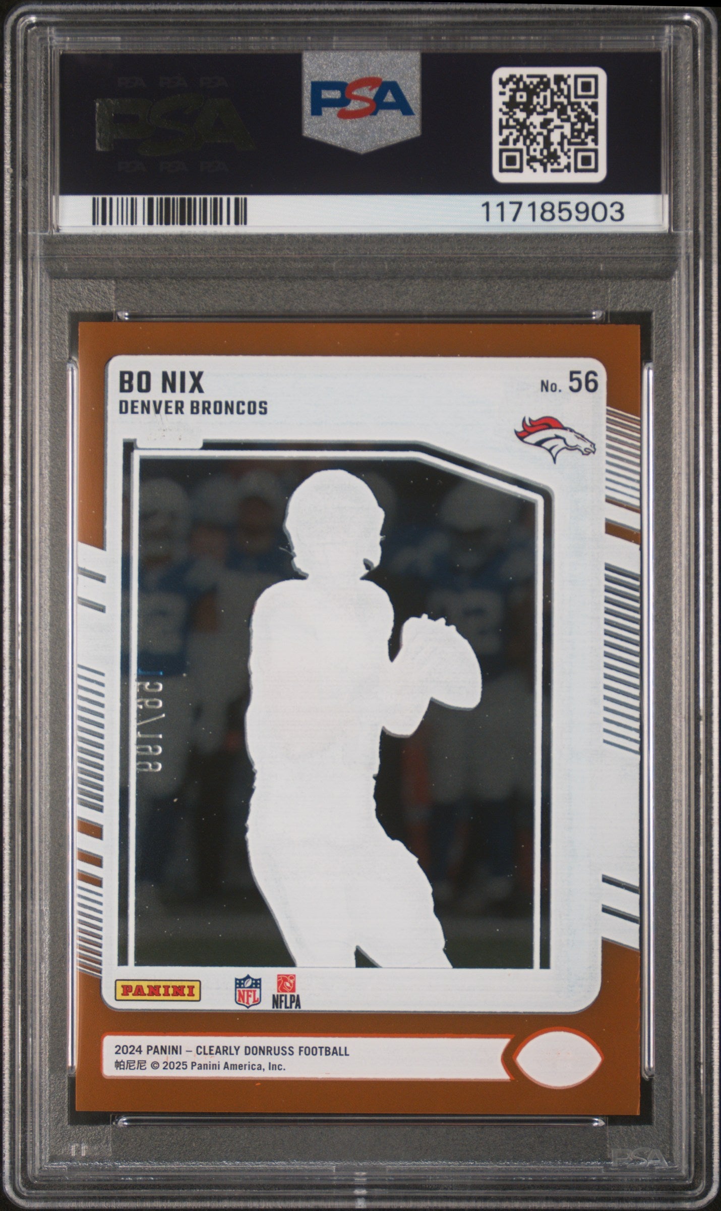 Bo Nix 2024 Panini Clearly Donruss #56 Orange PSA 9