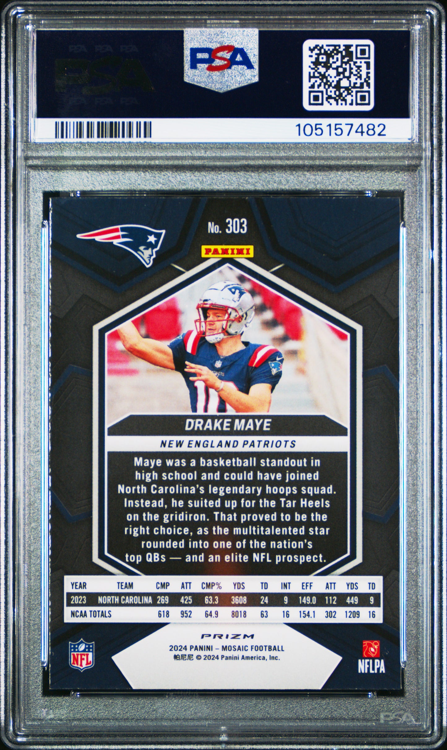 Drake Maye 2024 Panini Mosaic #303 Green PSA 10