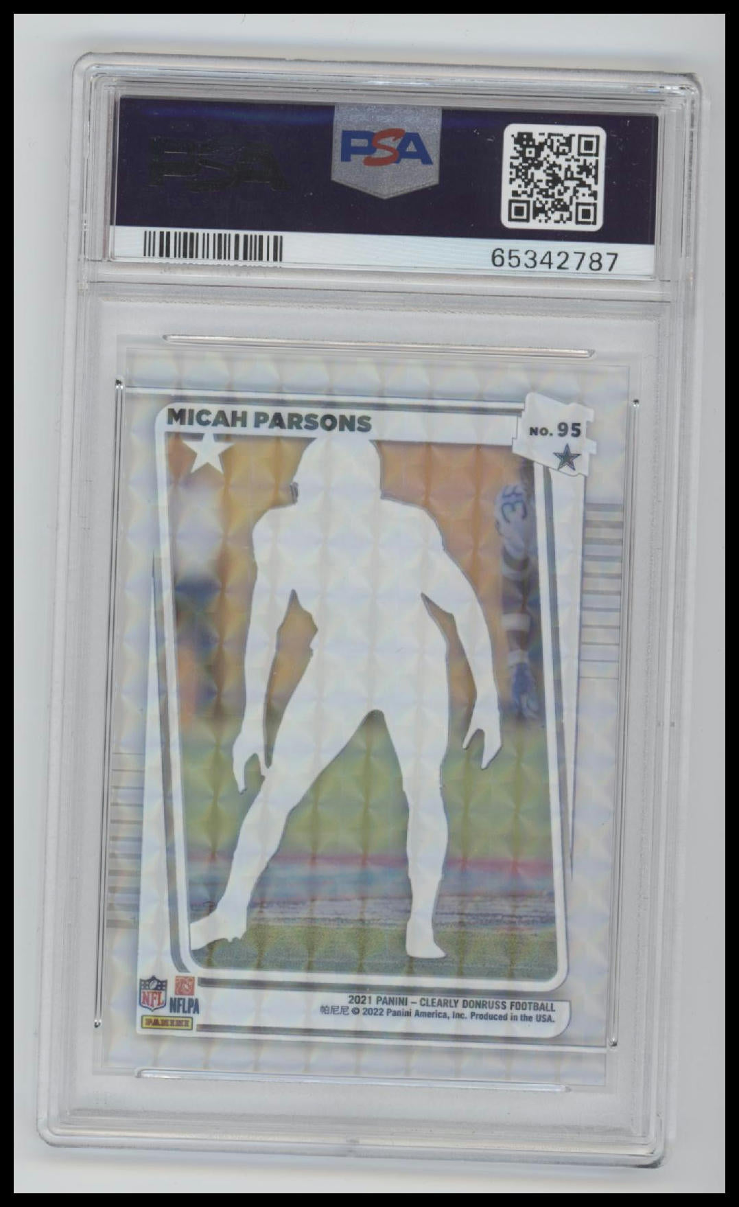 Micah Parsons 2021 Panini Clearly Donruss #95 Holo Mosaic PSA 9