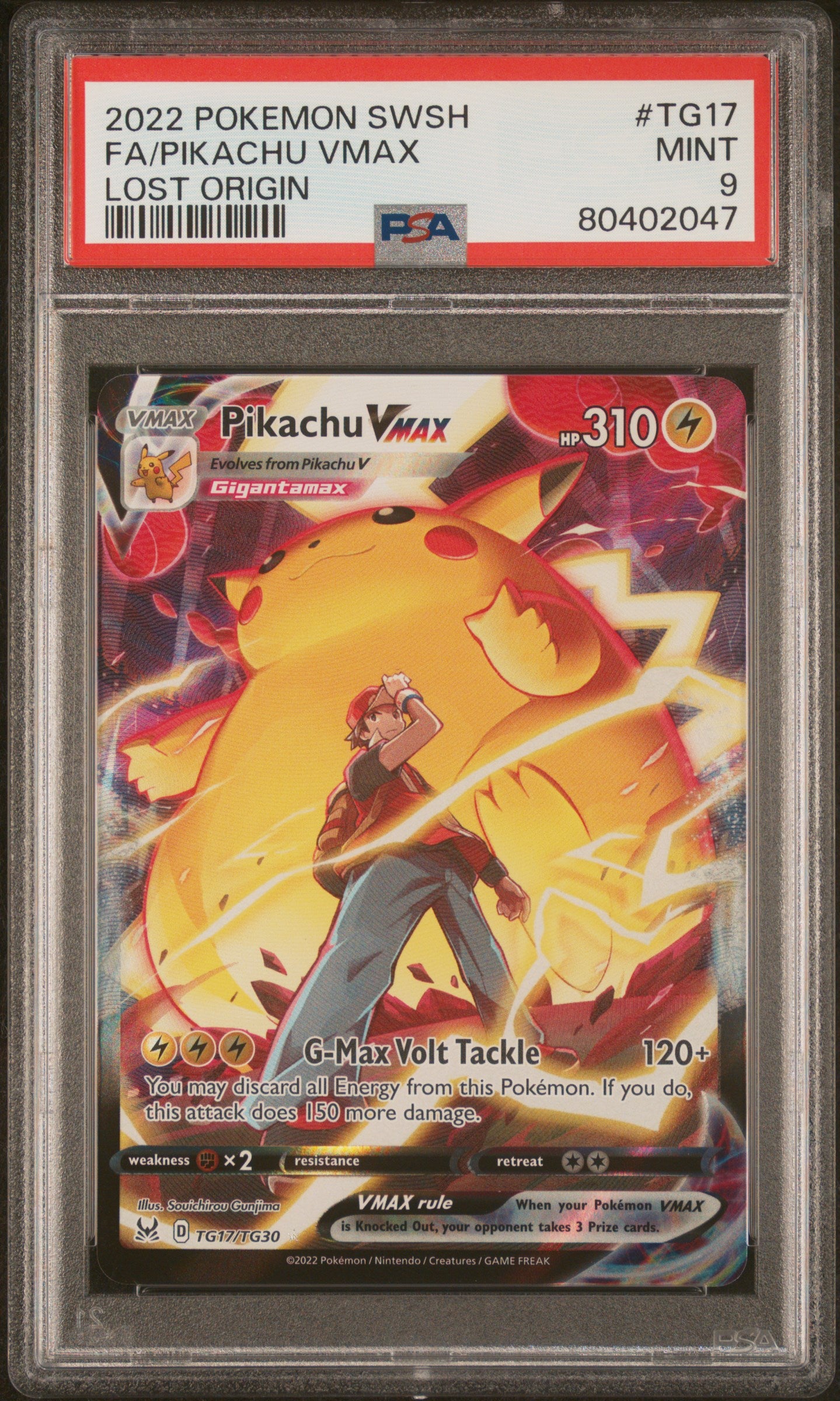 Fa/Pikachu Vmax 2022 Pokemon Sword & Shield Lost Origin #TG17 Lost Origin PSA 9