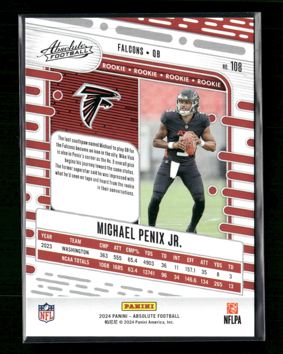 Michael Penix Jr. 2024 Panini Absolute #108 Red Squares #/499