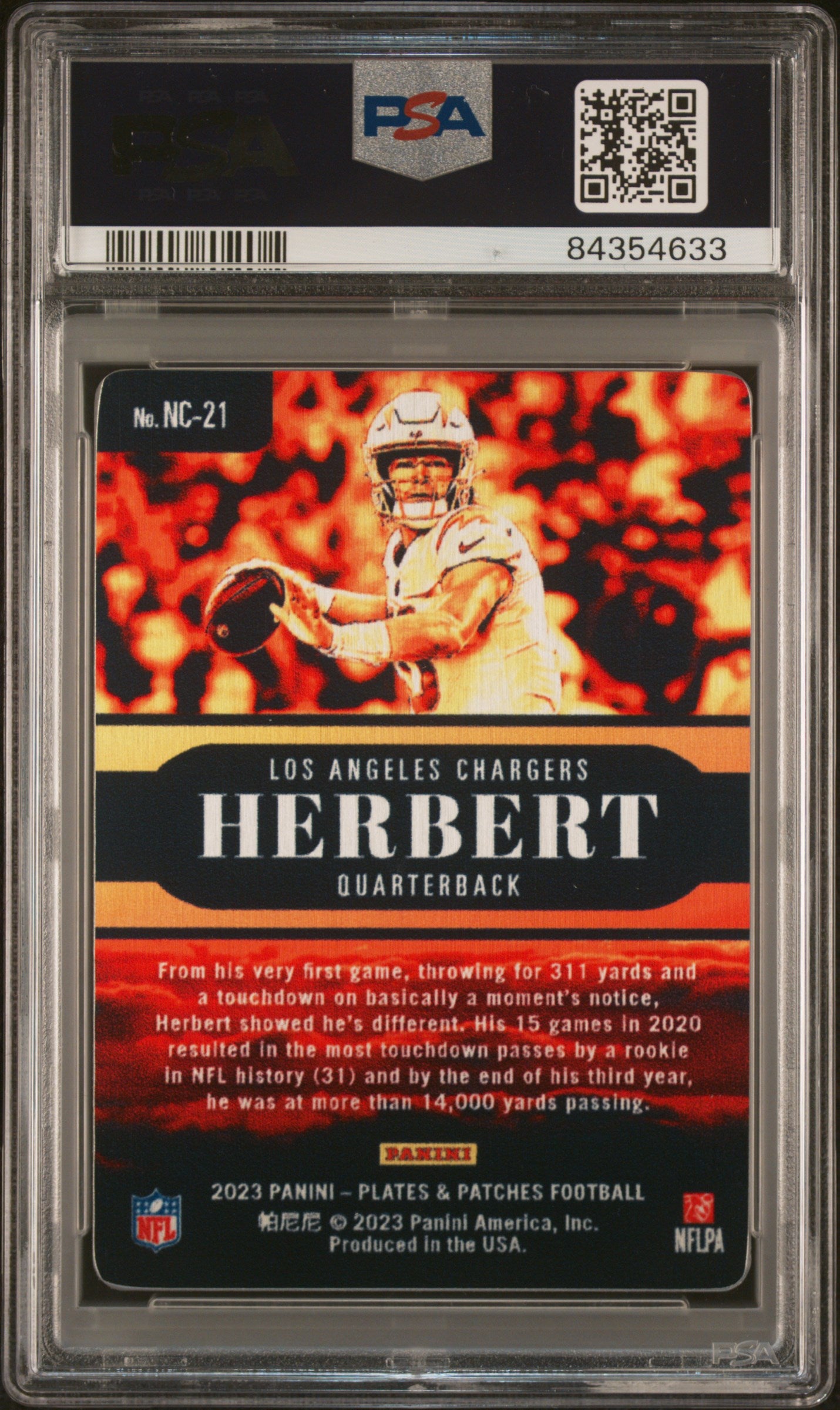Justin Herbert 2023 Panini Plates & Patches Nuclear #NC21 PSA 10