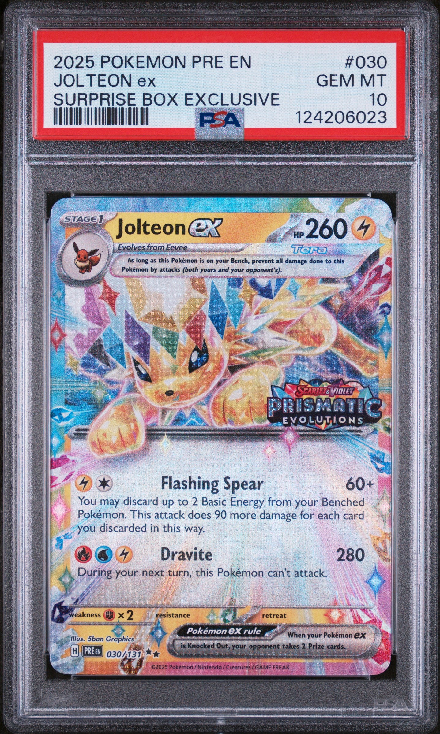 Jolteon Ex 2025 Pokemon Pre En #030 Surprise Box Exclusive PSA 10