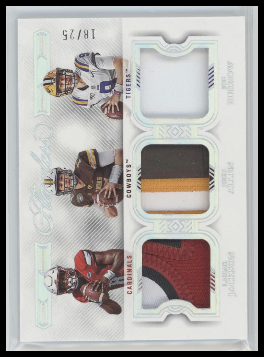 Lamar Jackson-Josh Allen-Joe Burrow 2023 Flawless Collegiate Legacy Patches #/25