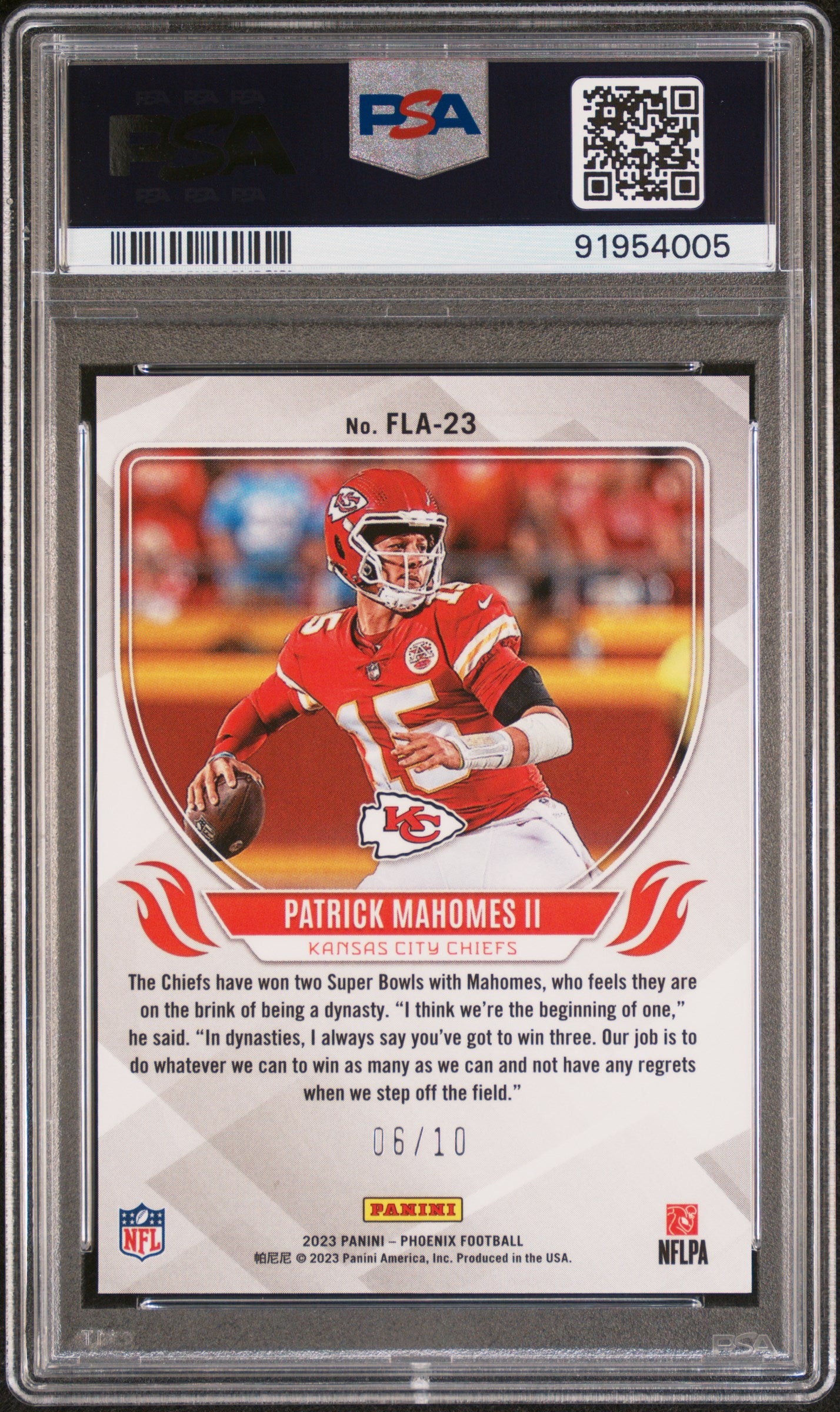 Patrick Mahomes II 2023 Panini Phoenix #FLA23 Flame Throwers-Black PSA 10