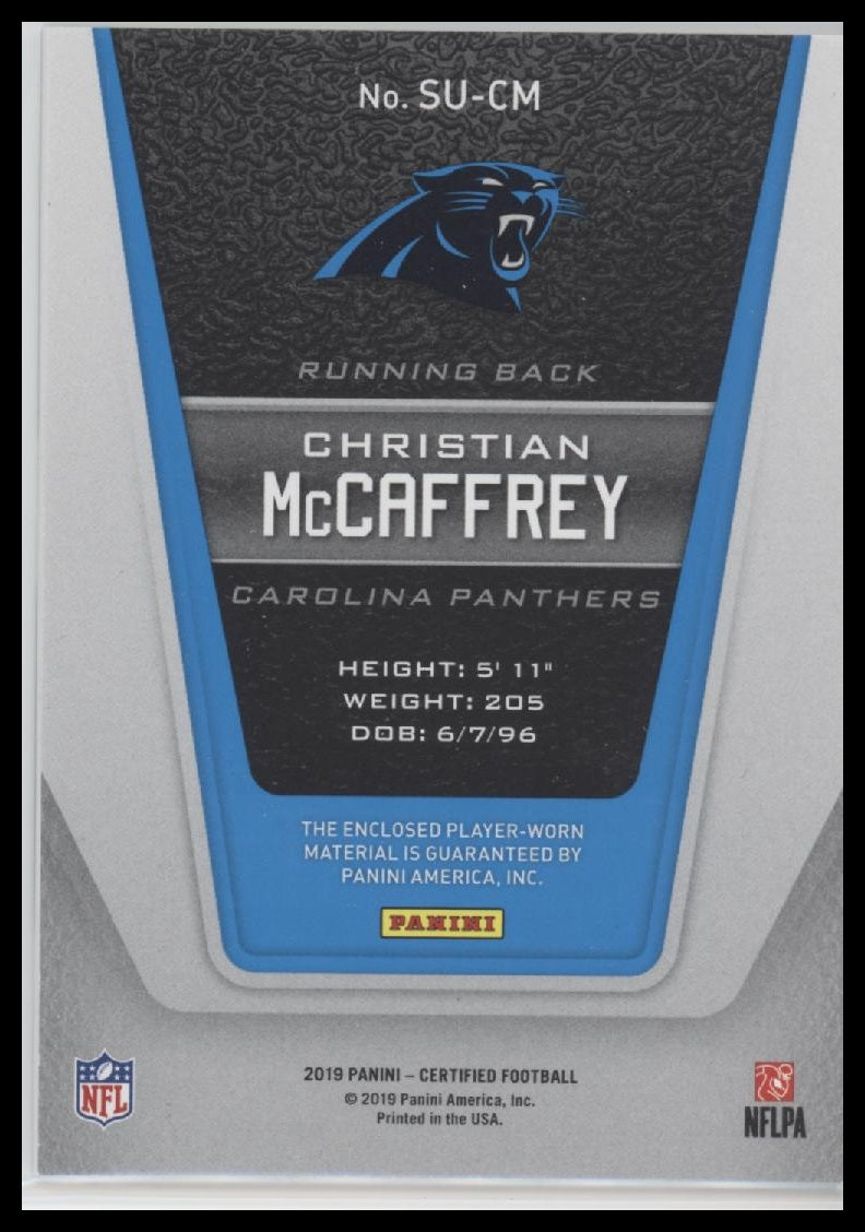 Christian McCaffrey 2019 Panini Certified #SU-CM Superb Swatches #/299