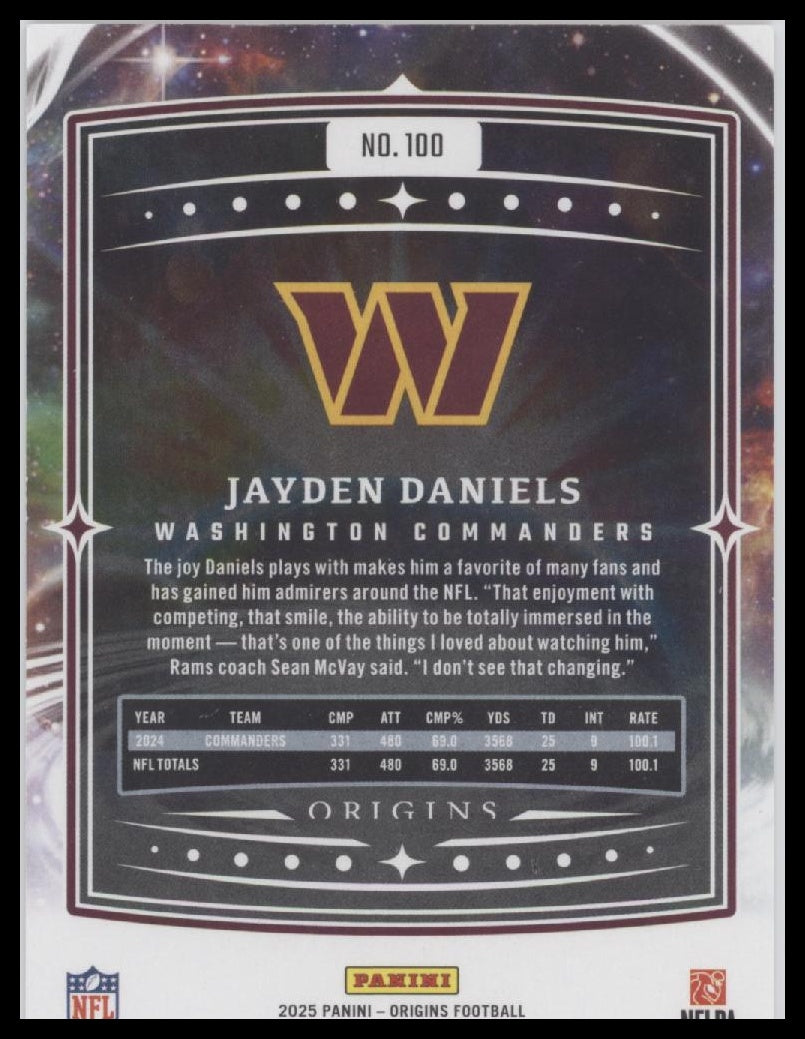 Jayden Daniels 2025 Panini Origins #100 Red #/225