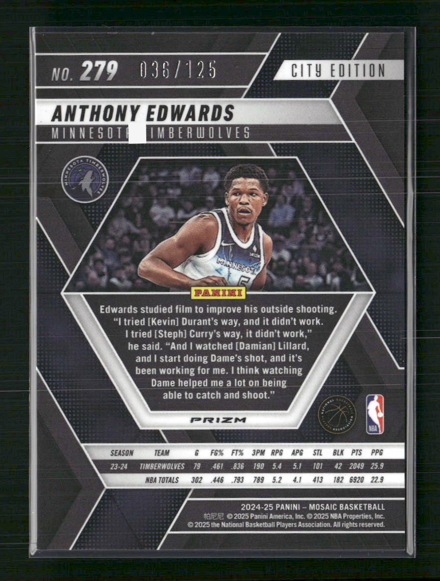 Anthony Edwards 2024-25 Panini Mosaic #279 Ice Mosaic #/125