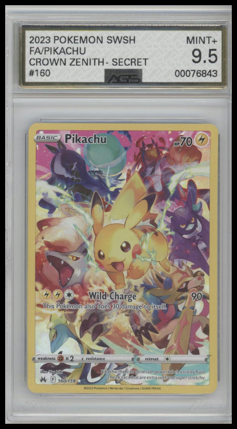 Pikachu (Secret) Crown Zenith #160/159 AGS 9.5