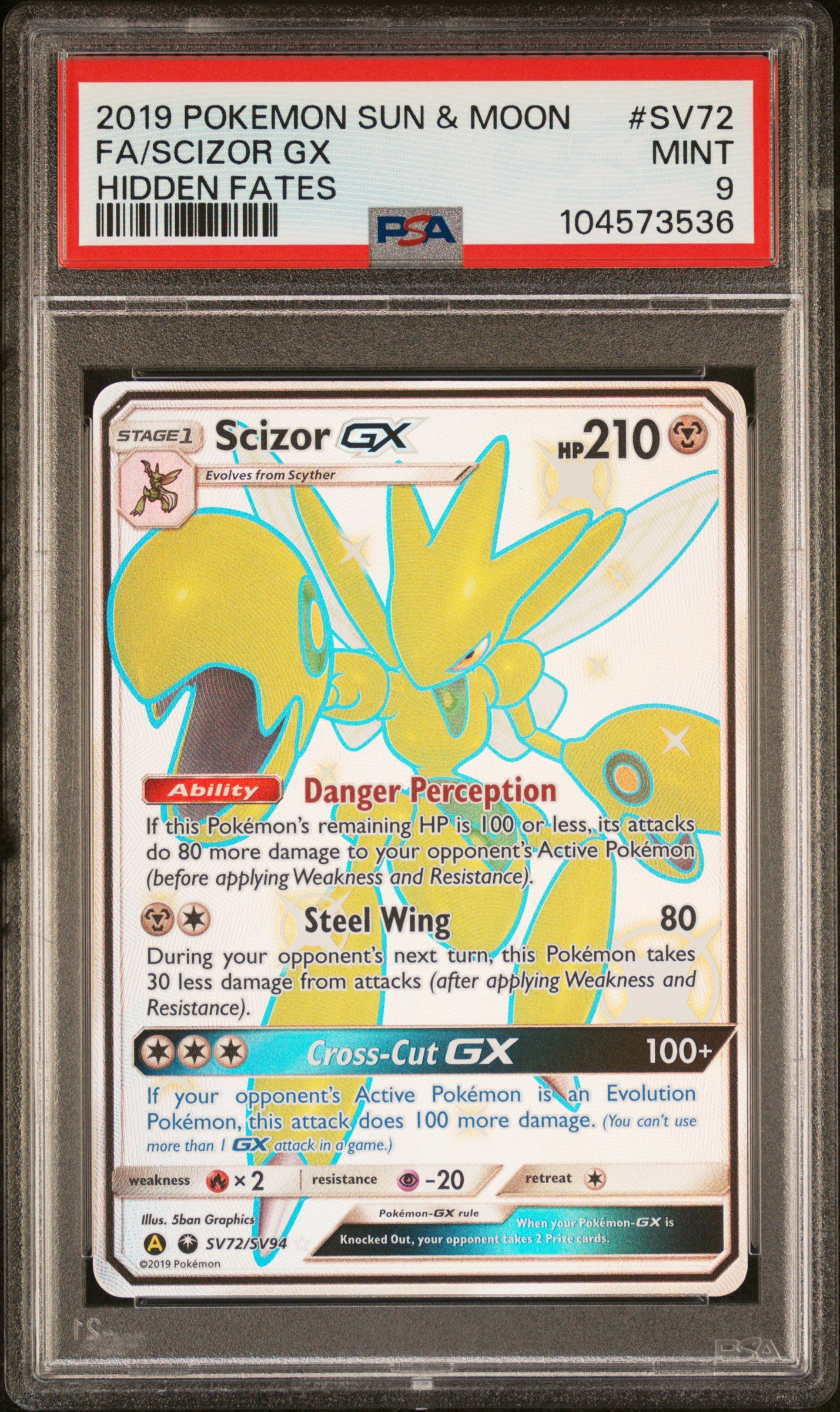 Fa/Scizor Gx 2019 Pokemon Sun & Moon Hidden Fates #SV72 Hidden Fates PSA 9