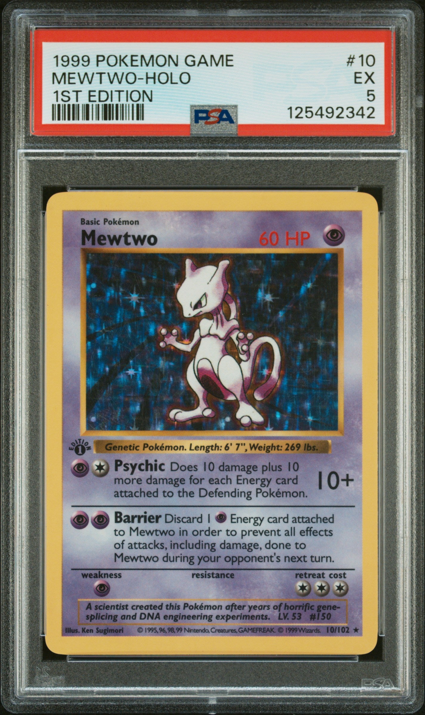 Mewtwo-Holo 1999 Pokemon Game #10 1st Edition PSA 5