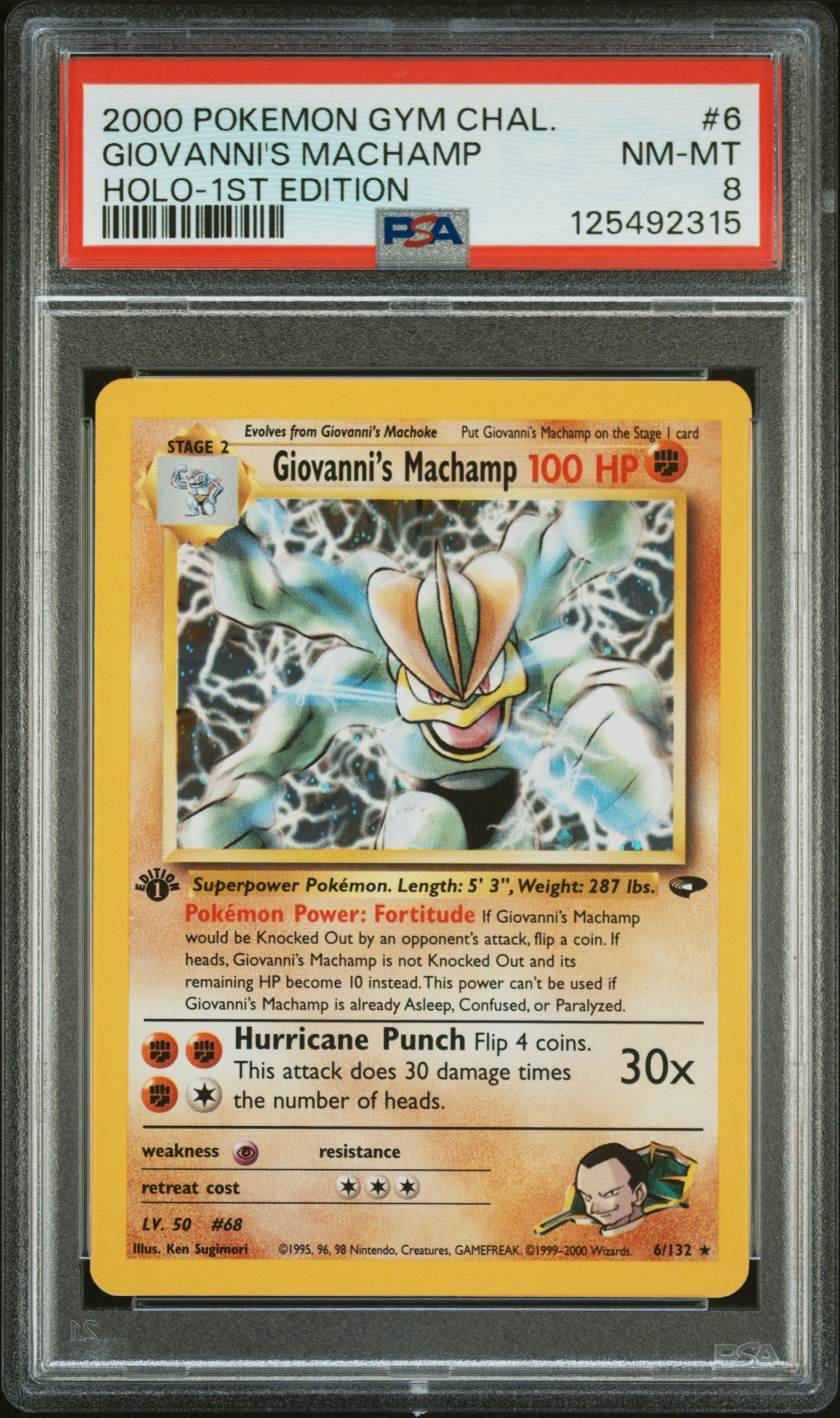 Giovanni'S Machamp 2000 Pokemon Gym Challenge #6 Holo-1st Edition PSA 8