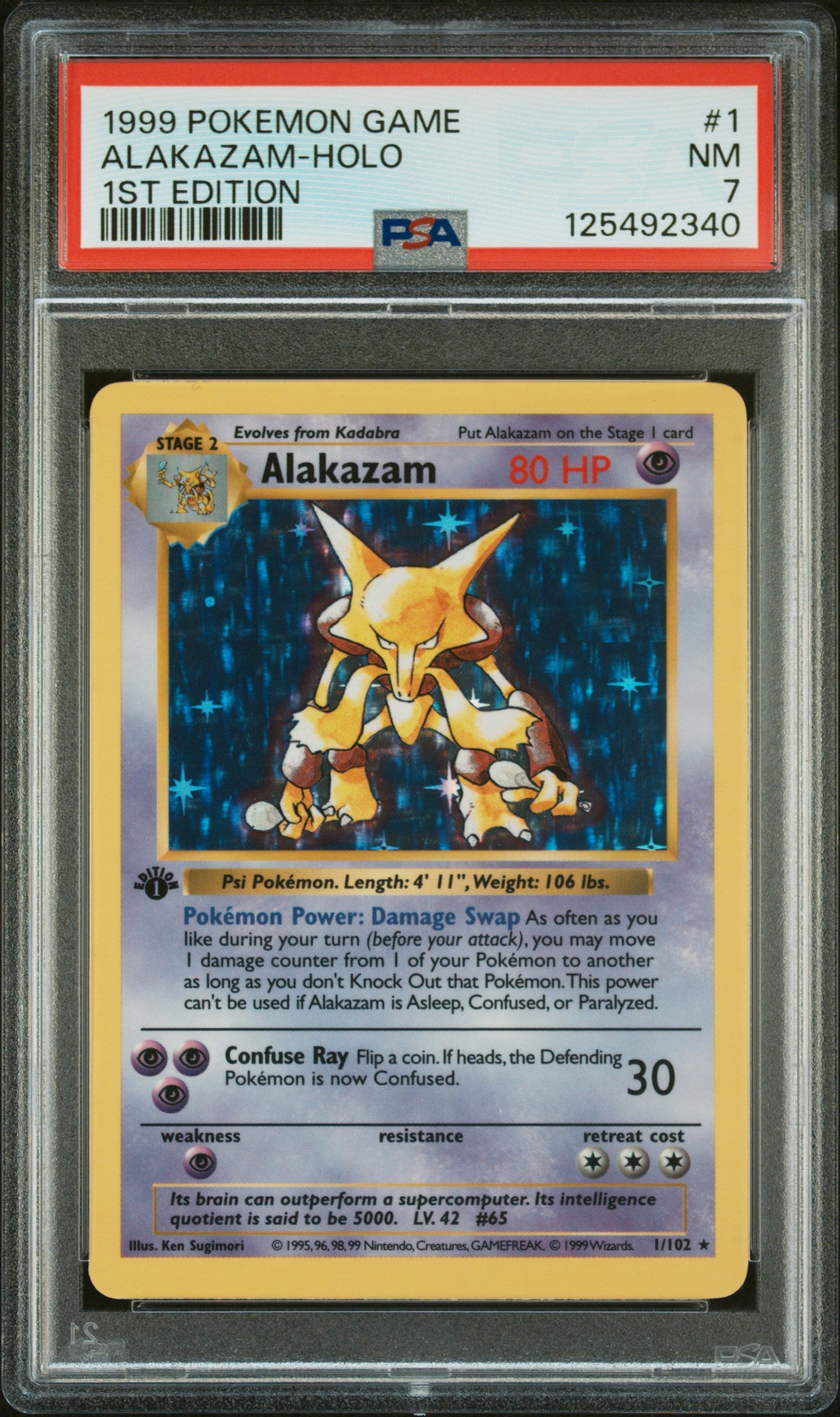 Alakazam-Holo 1999 Pokemon Game #1 1st Edition PSA 7