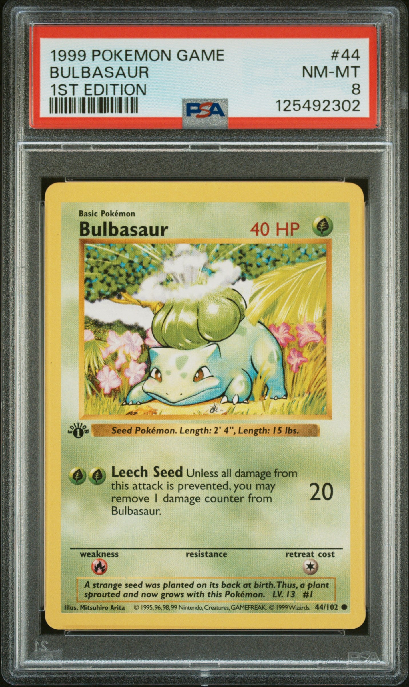 Bulbasaur 1999 Pokemon Game #44 1st Edition PSA 8